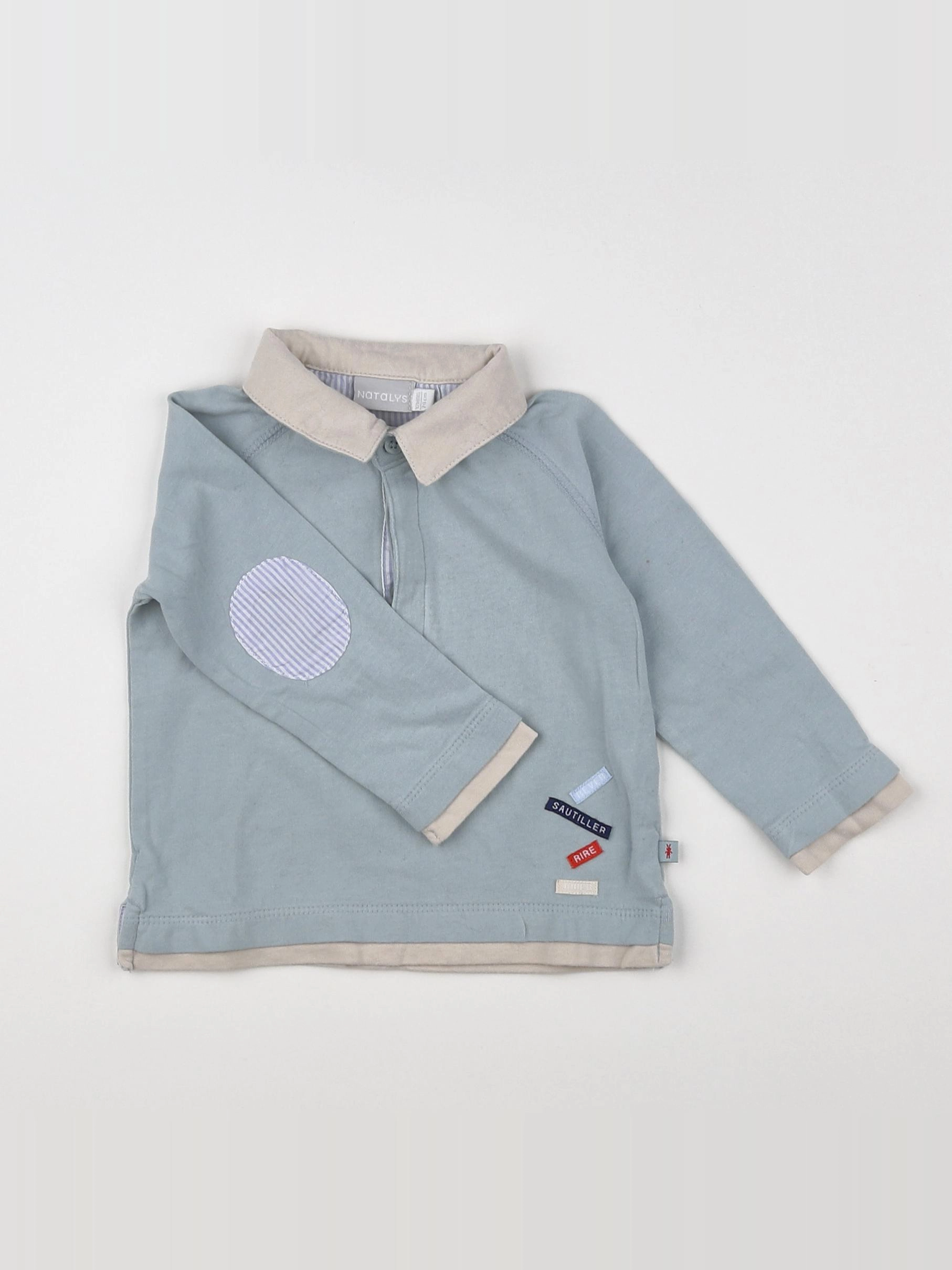 Natalys - polo bleu - 12 mois