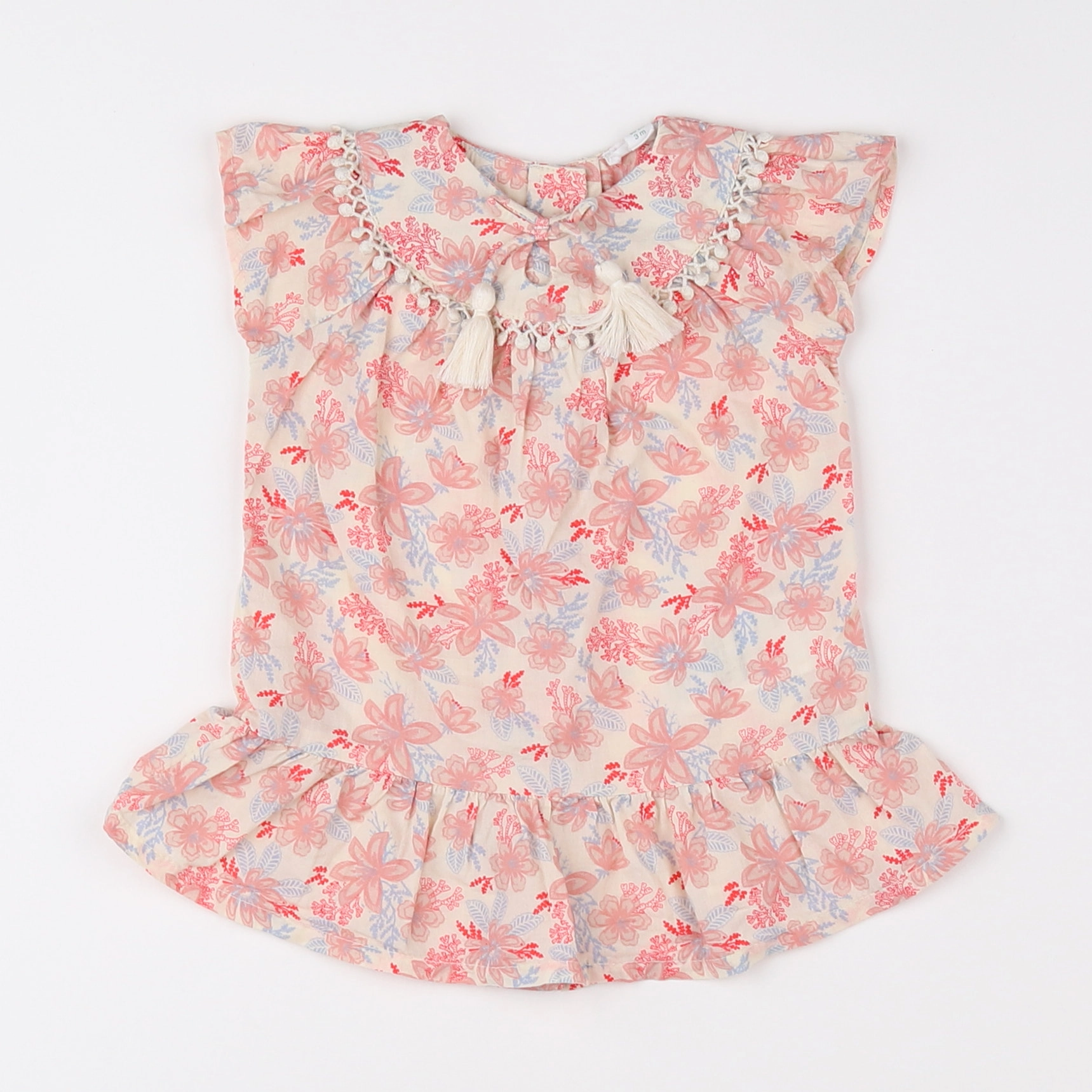 Vertbaudet - robe blanc, rouge - 3 mois