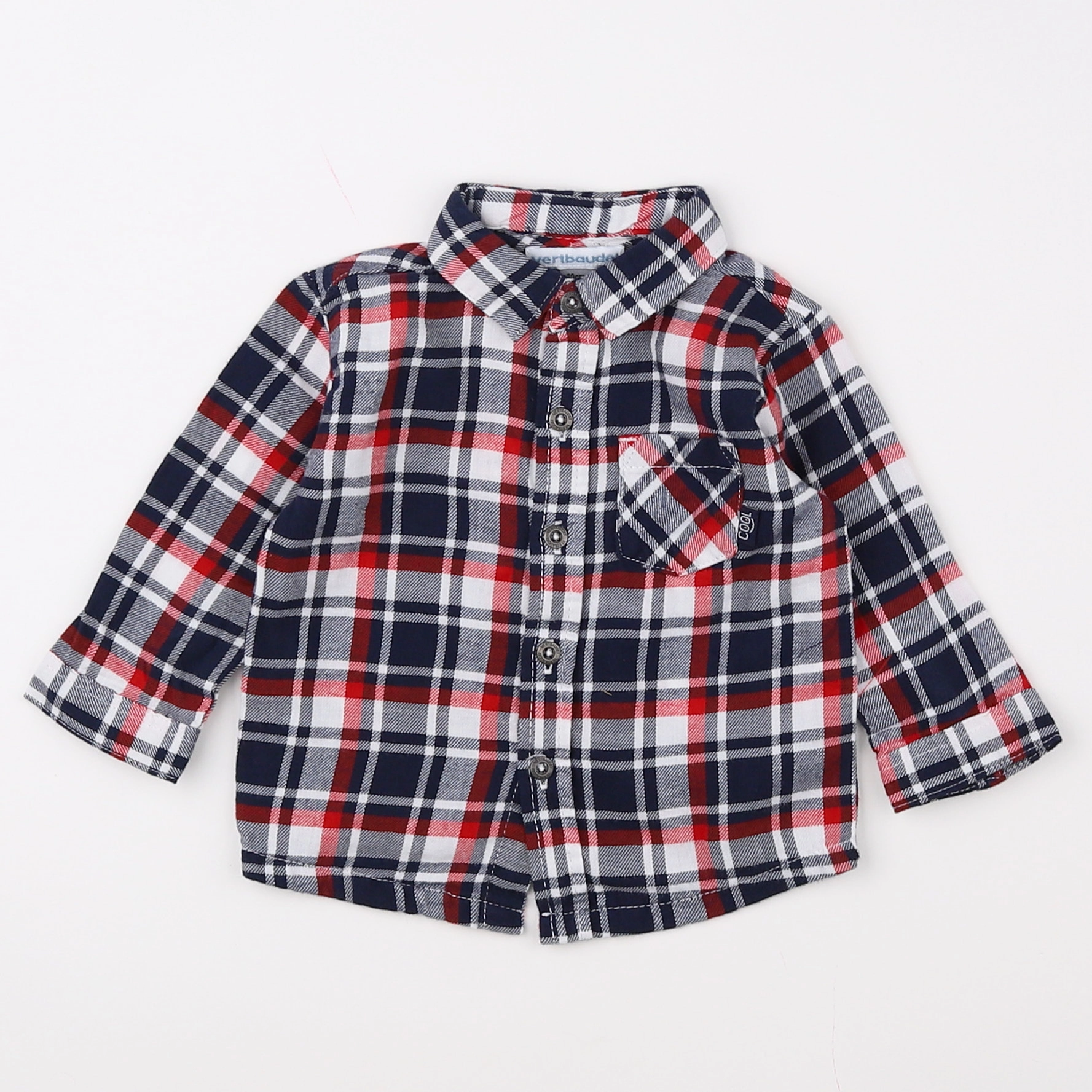 Vertbaudet - chemise blanc, bleu - 3 mois