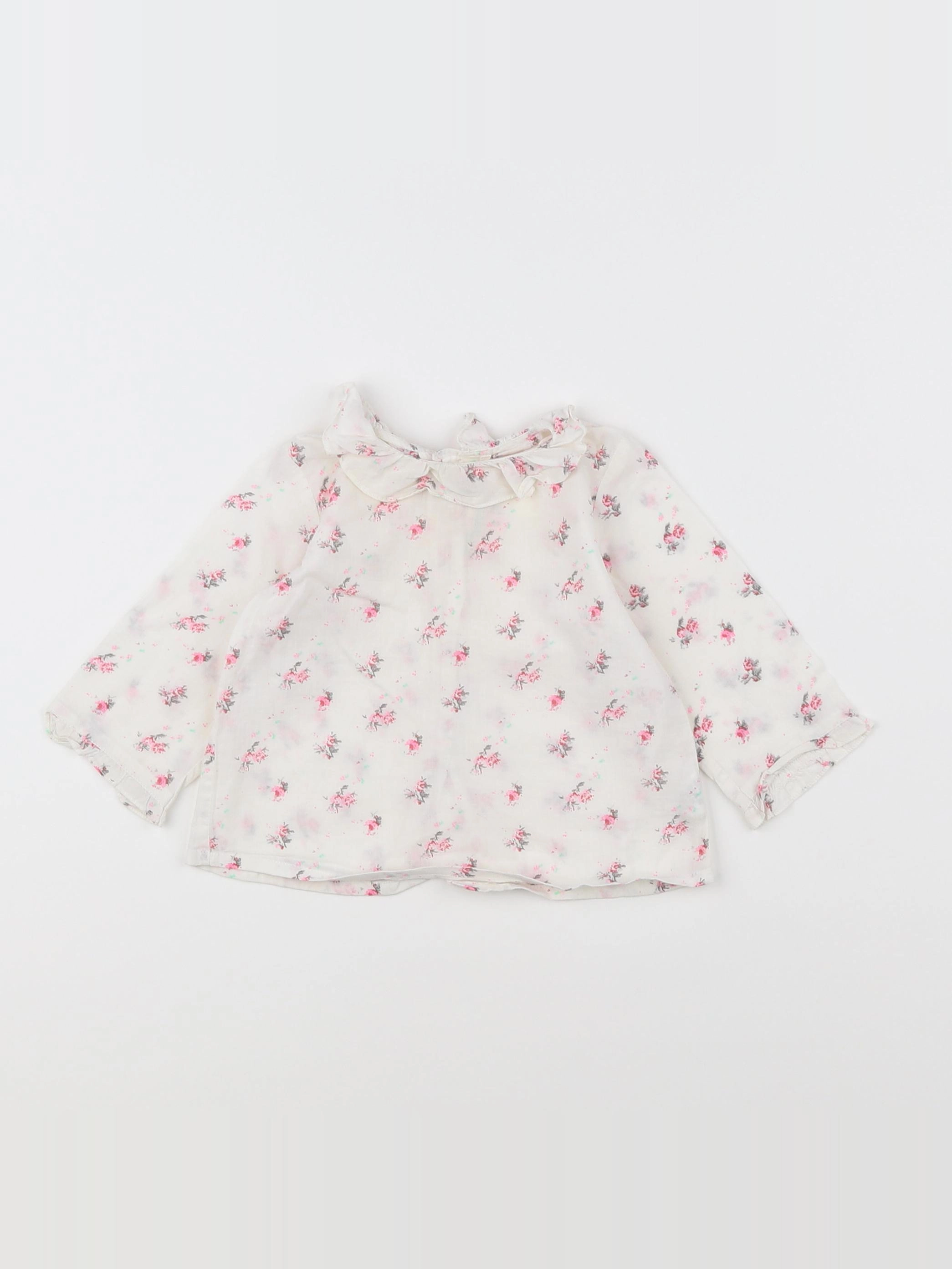 Bonpoint - blouse blanc, rose - 6 mois