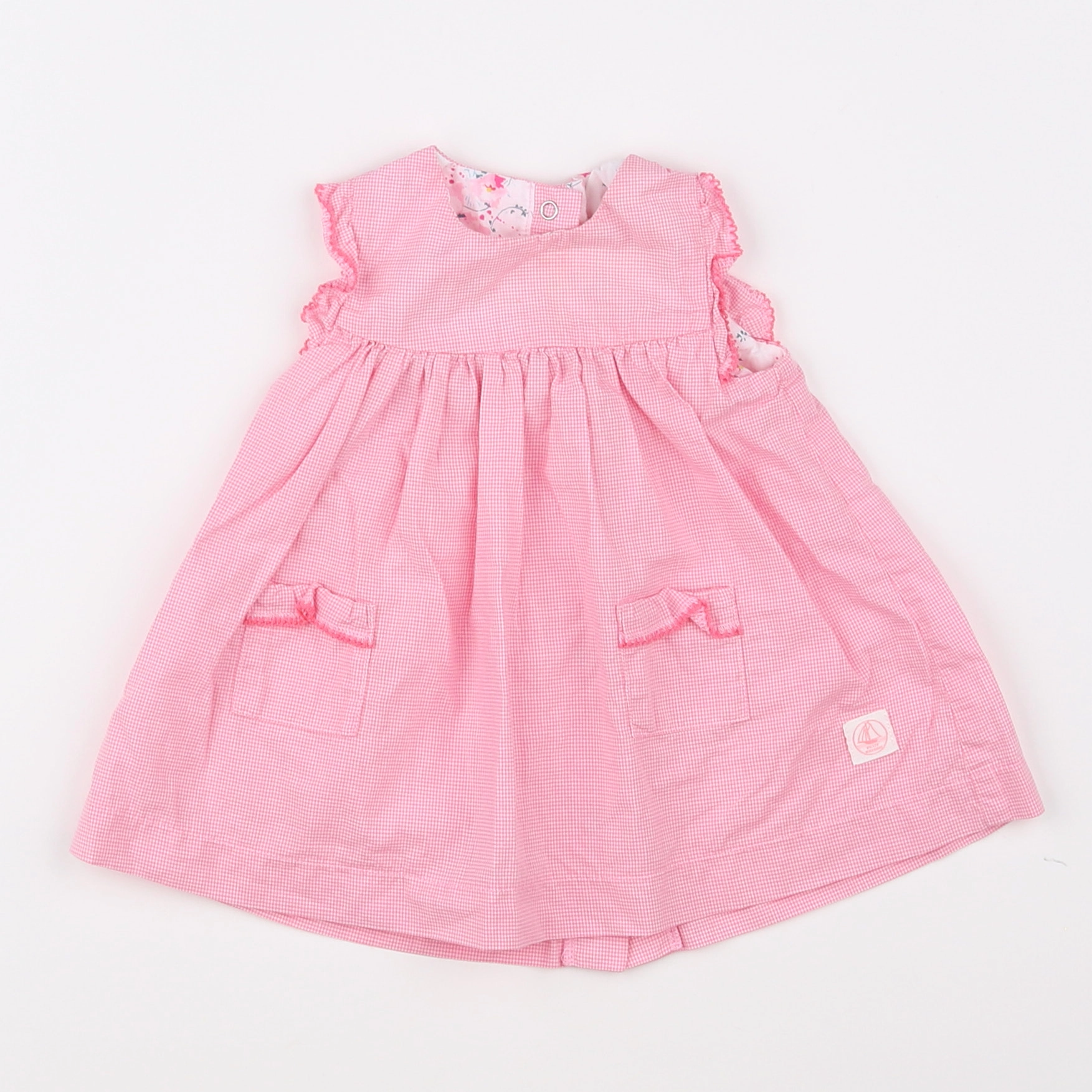 Petit Bateau - robe blanc, rose - 3 mois