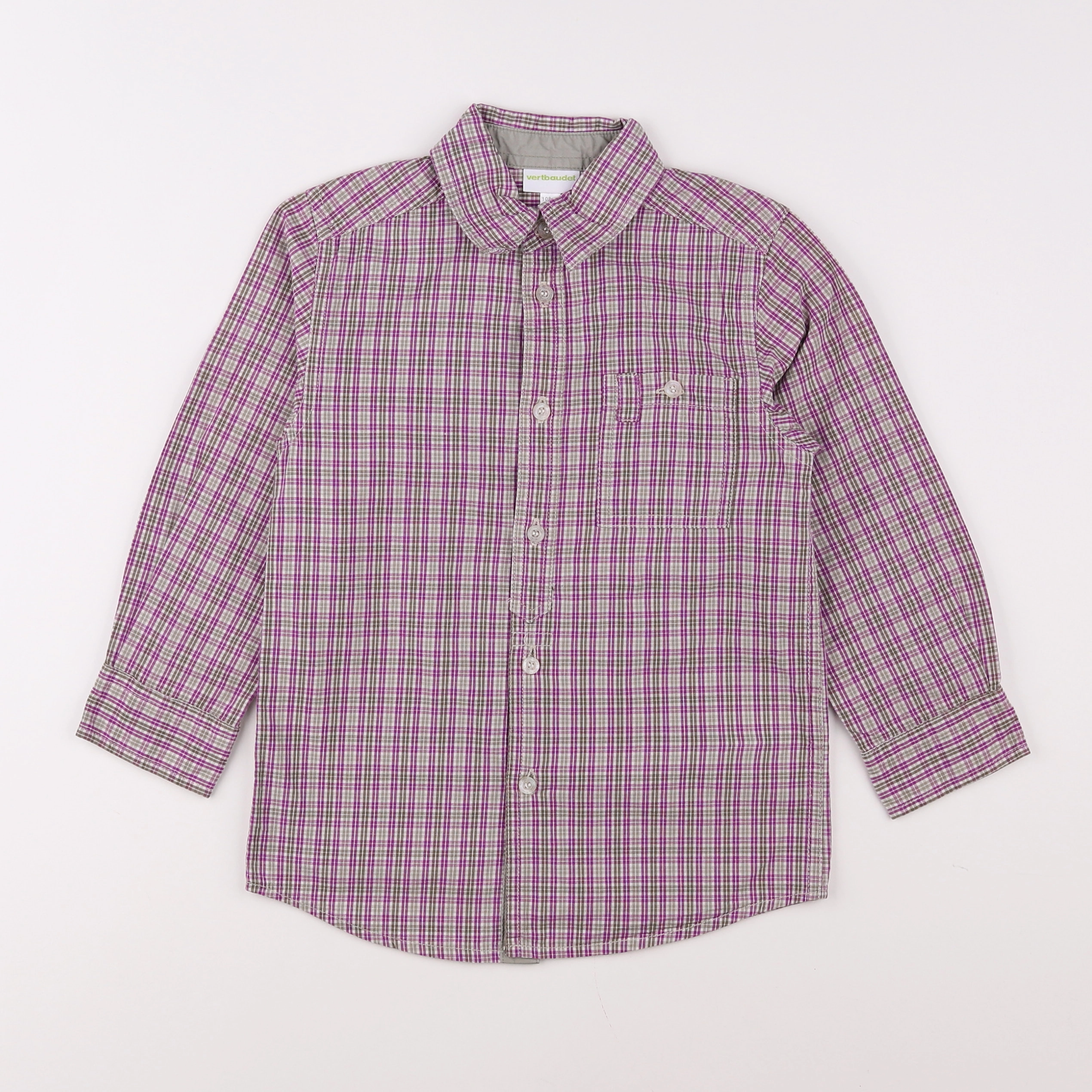 Vertbaudet - chemise violet, taupe - 5 ans