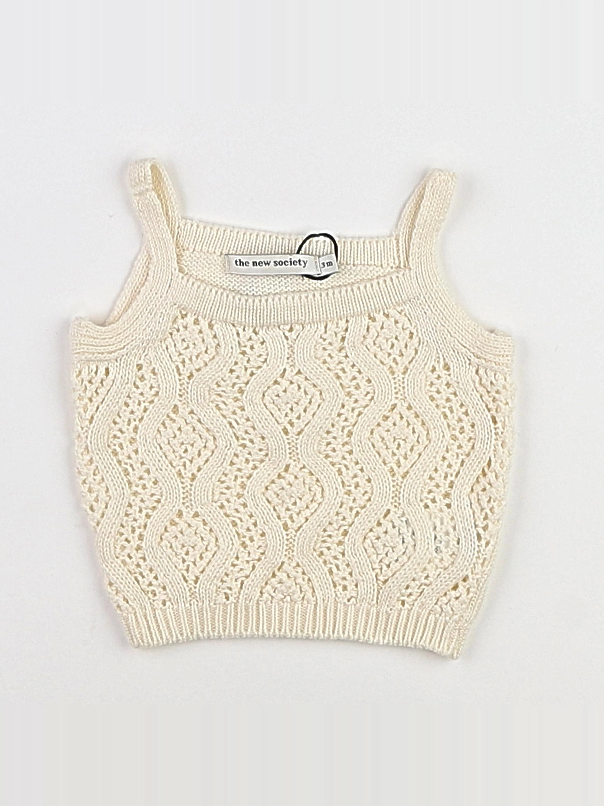 The new society - top tricot beige (état neuf) - 3 mois