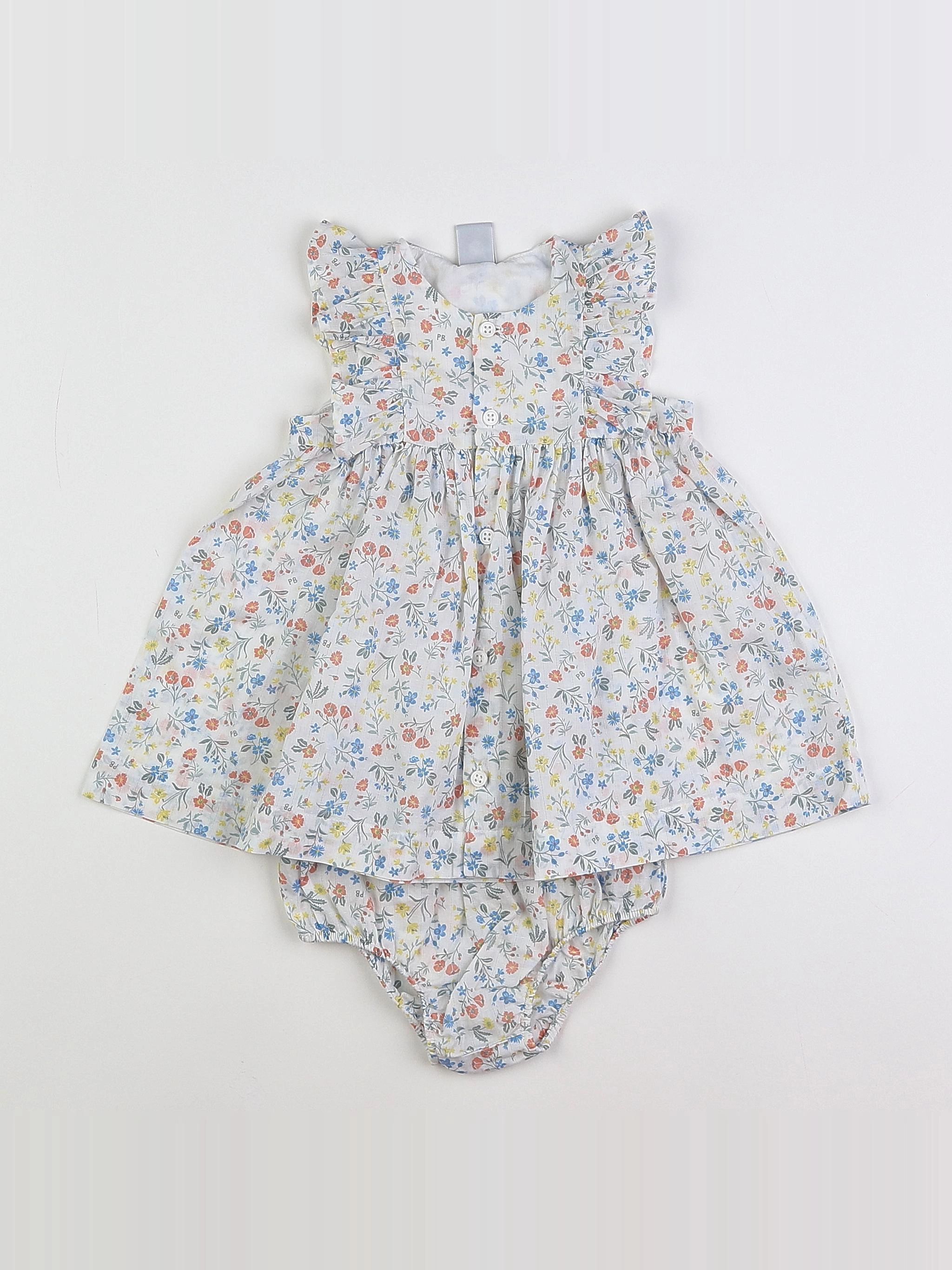 Petit Bateau - robe blanc - 12 mois