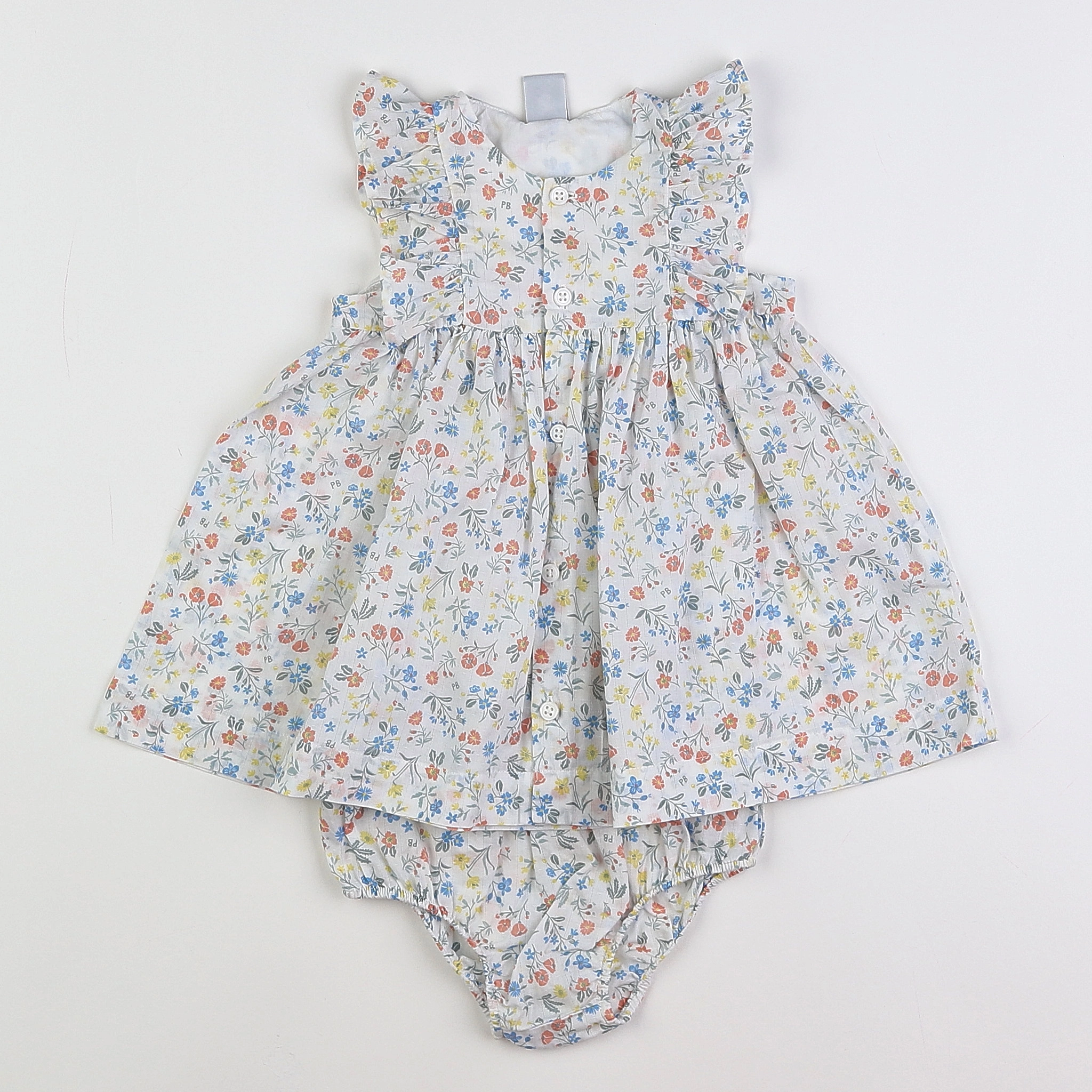 Petit Bateau - robe blanc - 12 mois