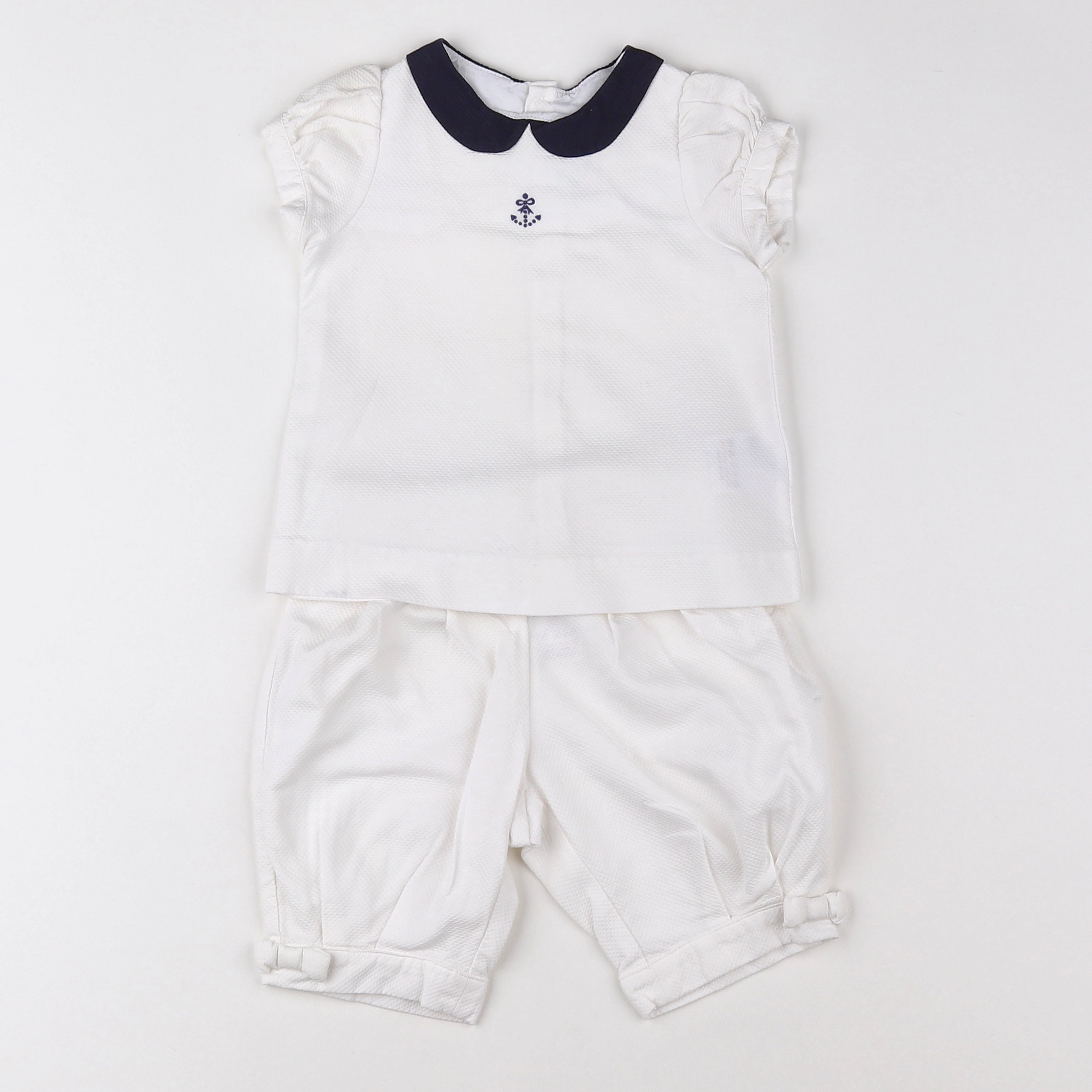 Jacadi - ensemble blanc, bleu - 12 mois