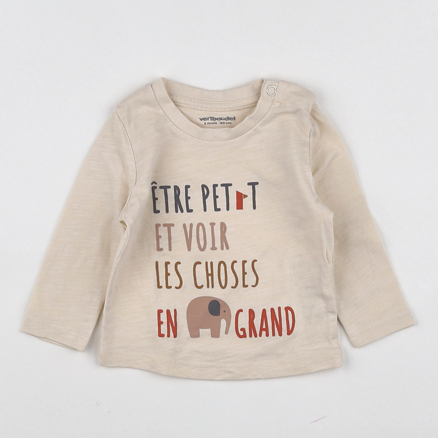 Vertbaudet - tee-shirt beige - 3 mois