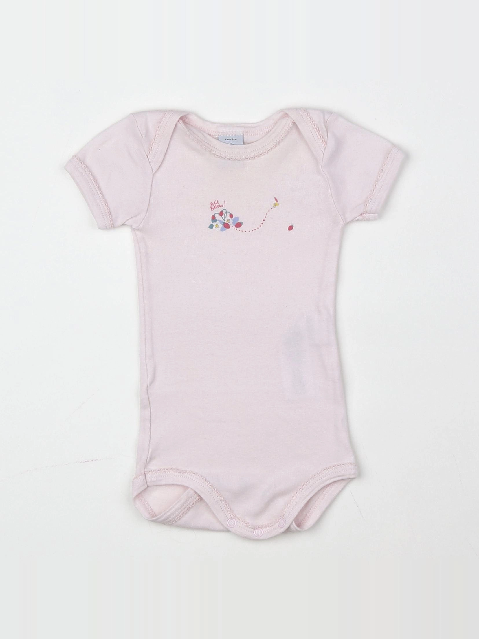 Petit Bateau - body rose - 6 mois