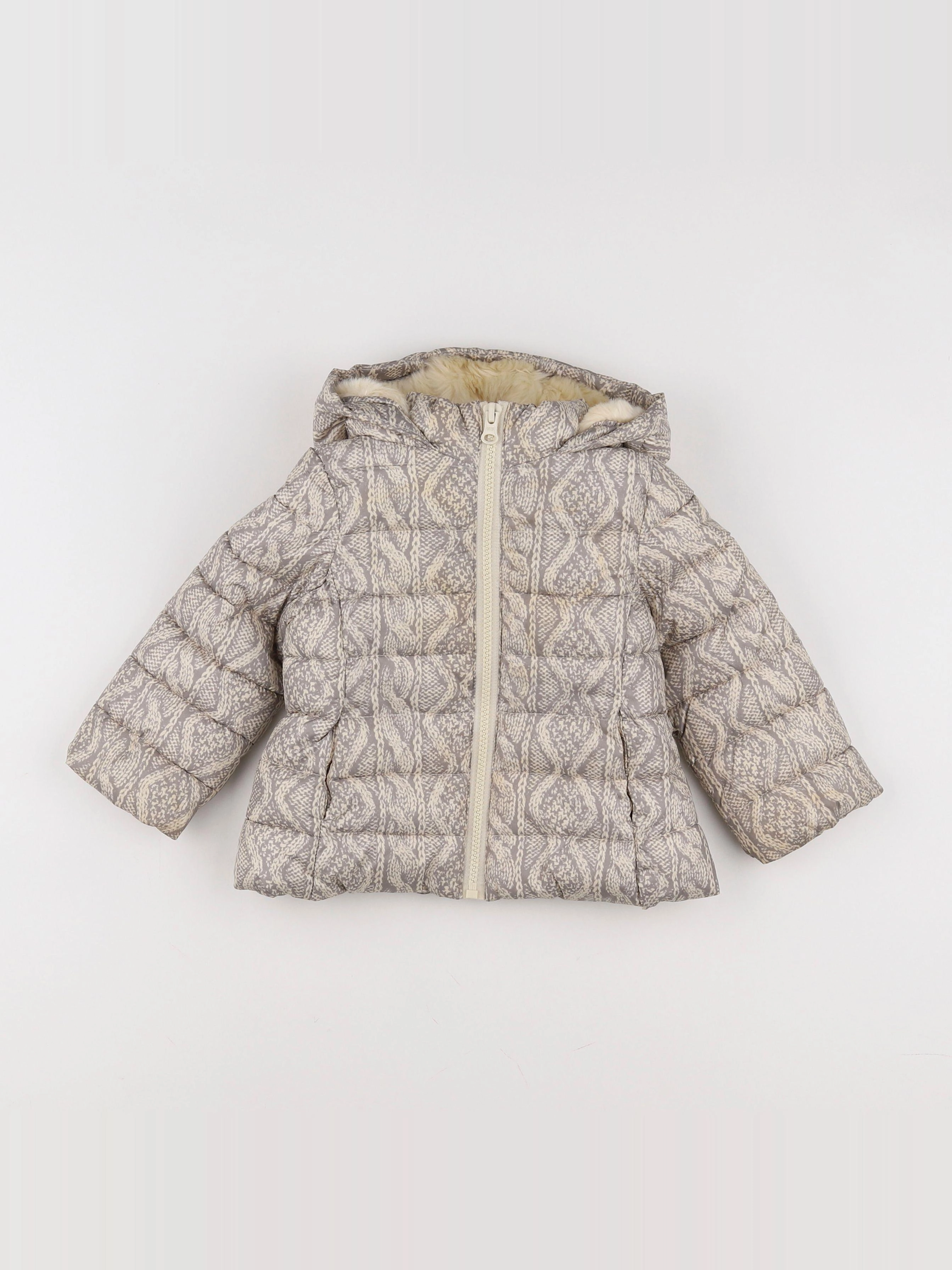 Benetton - doudoune gris, taupe - 12/18 mois
