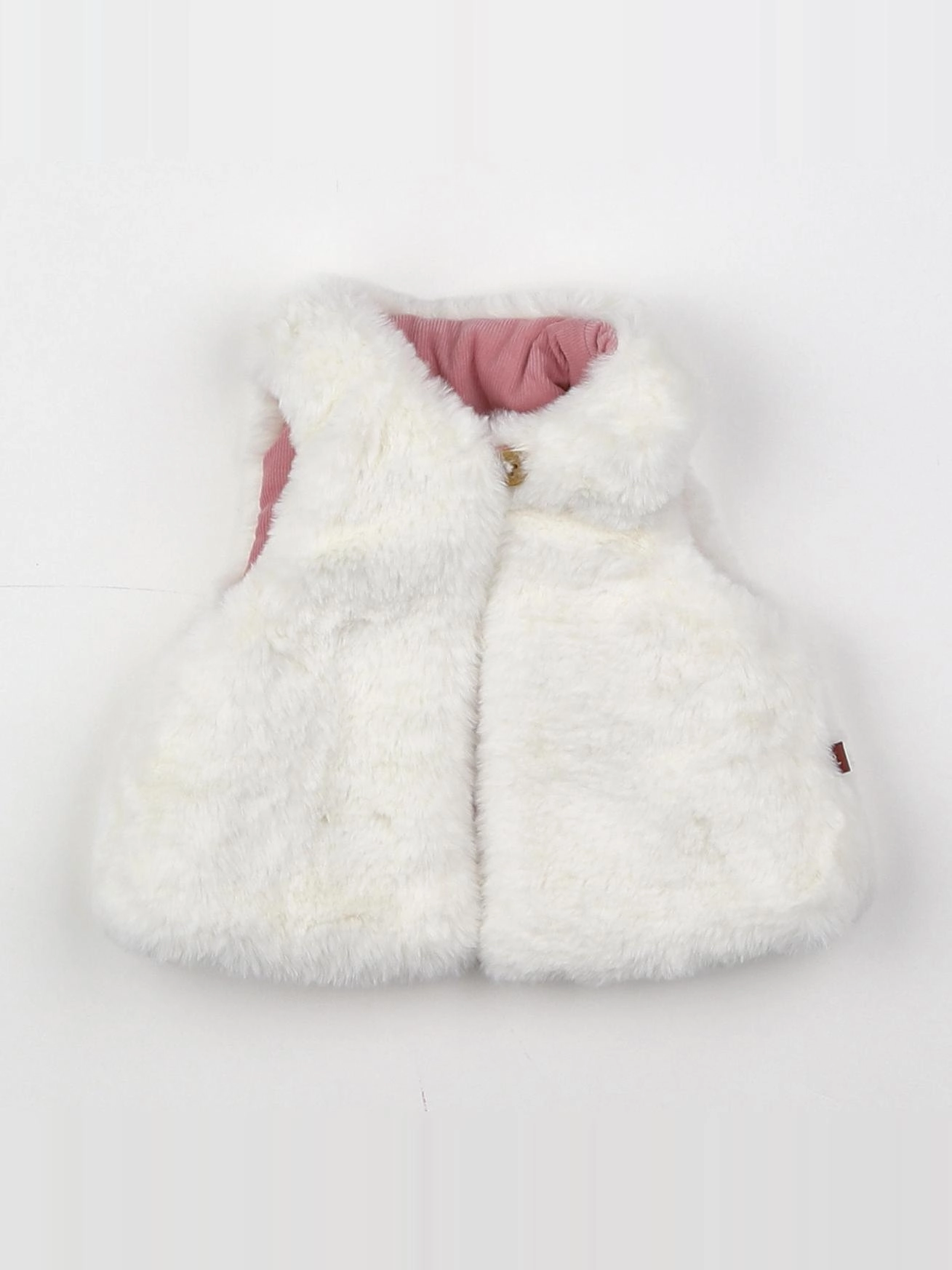 Cadet Rousselle - gilet réversible blanc, rose - 3 mois