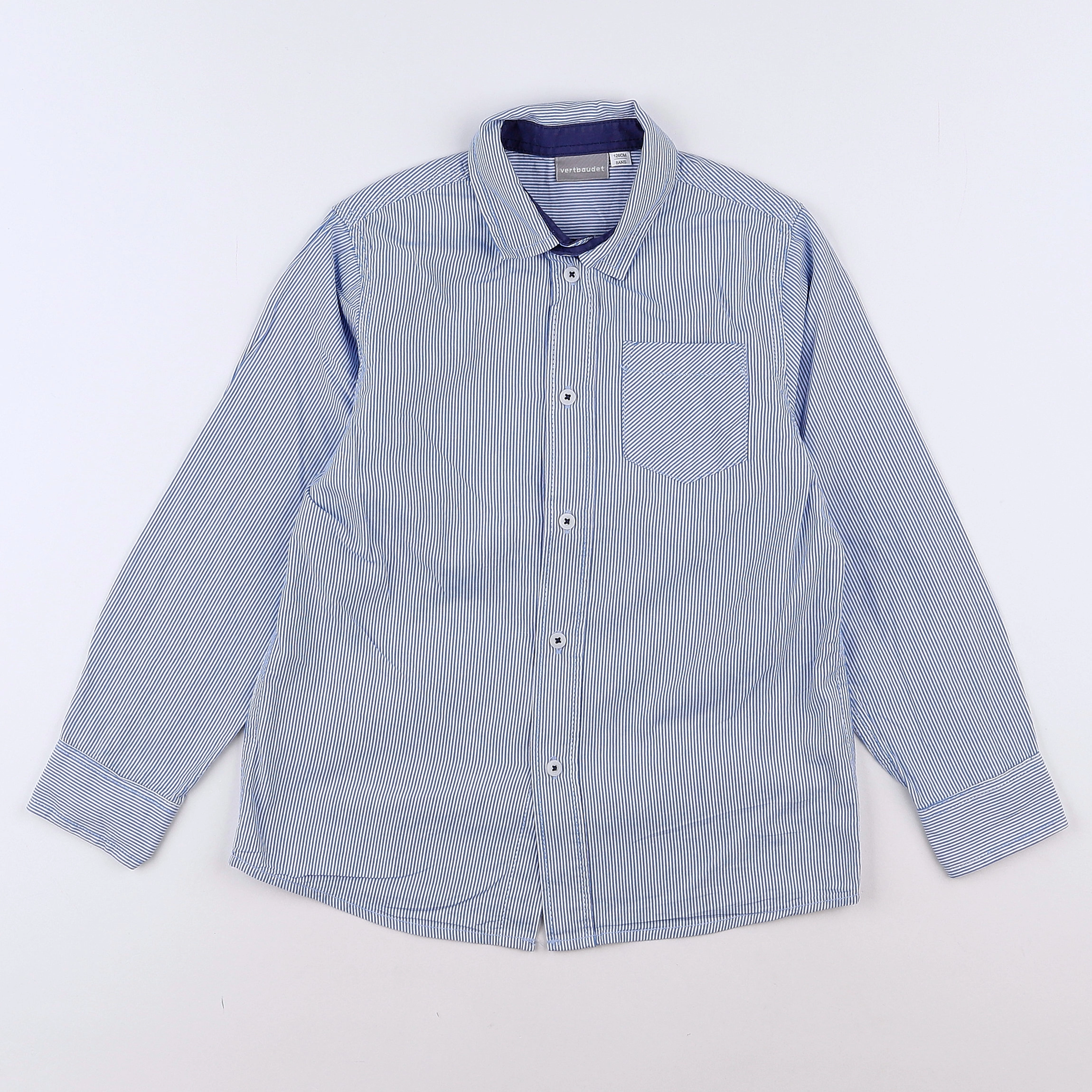 Vertbaudet - chemise bleu, blanc - 8 ans