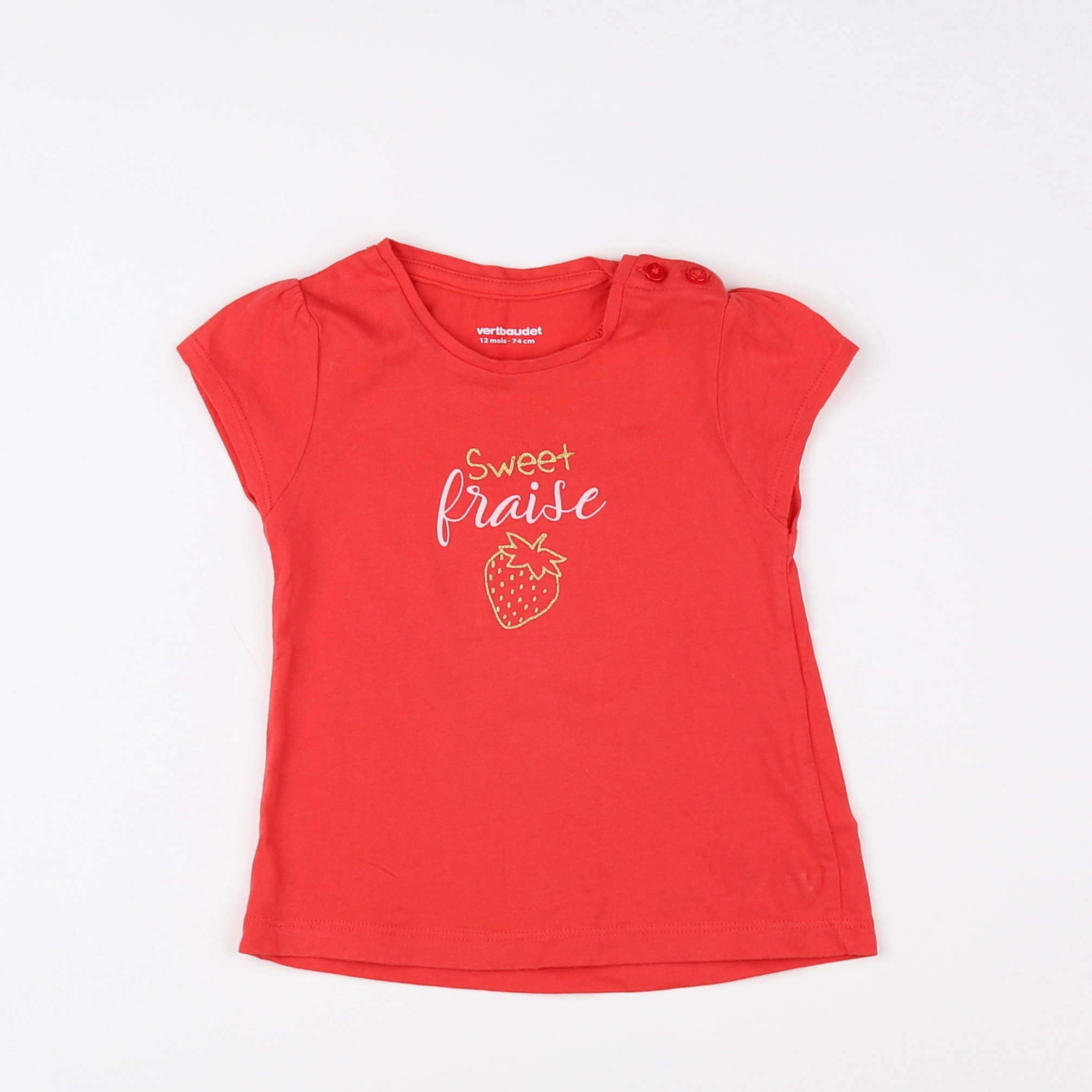 Vertbaudet - tee-shirt rouge, or - 12 mois