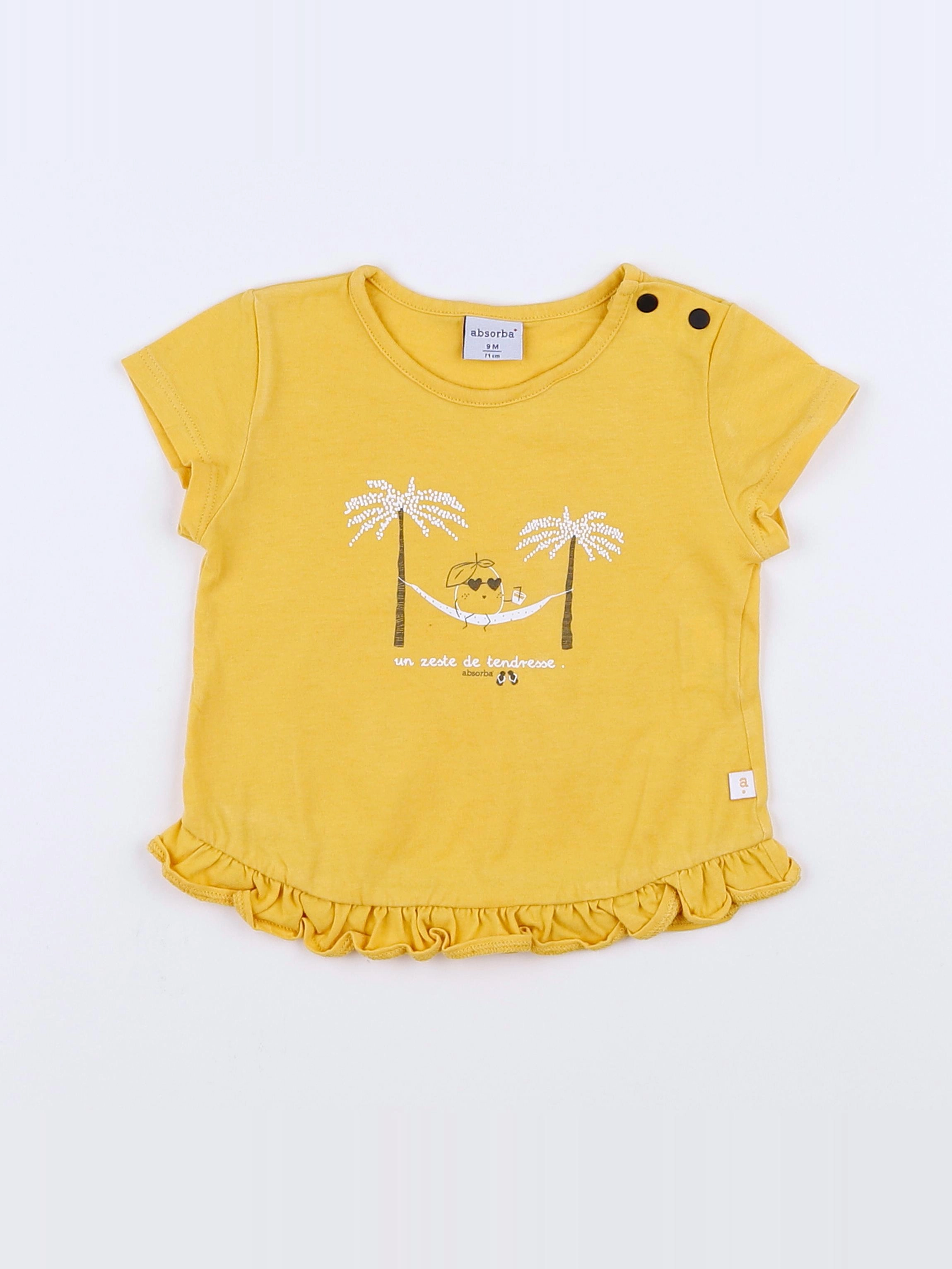 Absorba - tee-shirt jaune - 9 mois