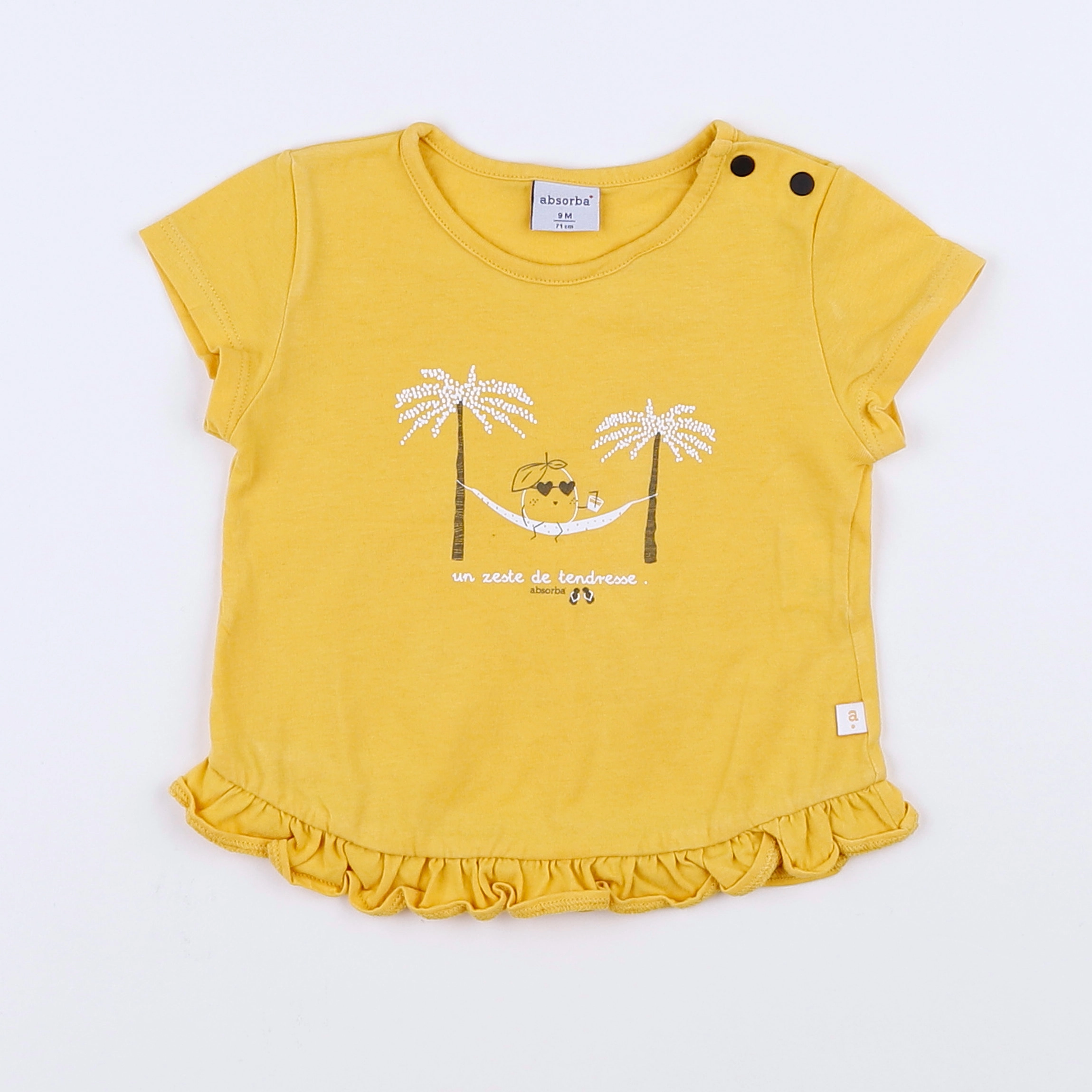 Absorba - tee-shirt jaune - 9 mois