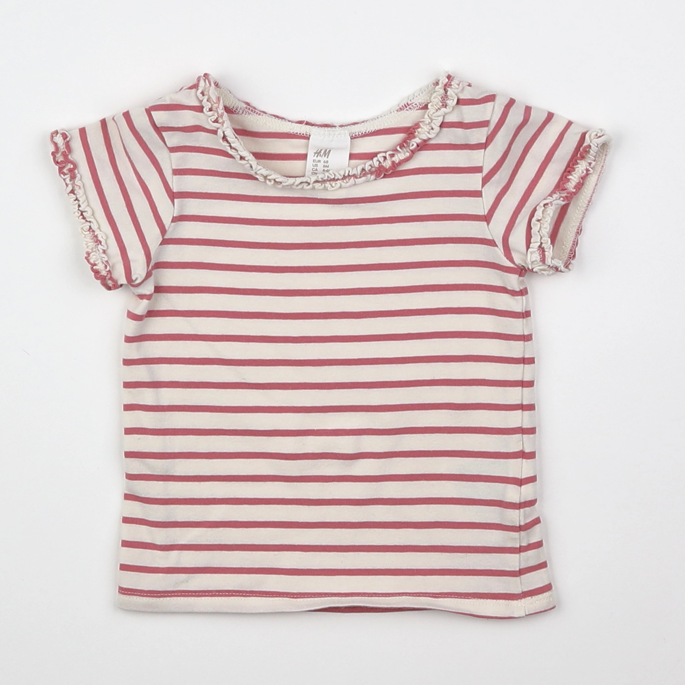H&M - tee-shirt blanc, rouge - 6 mois