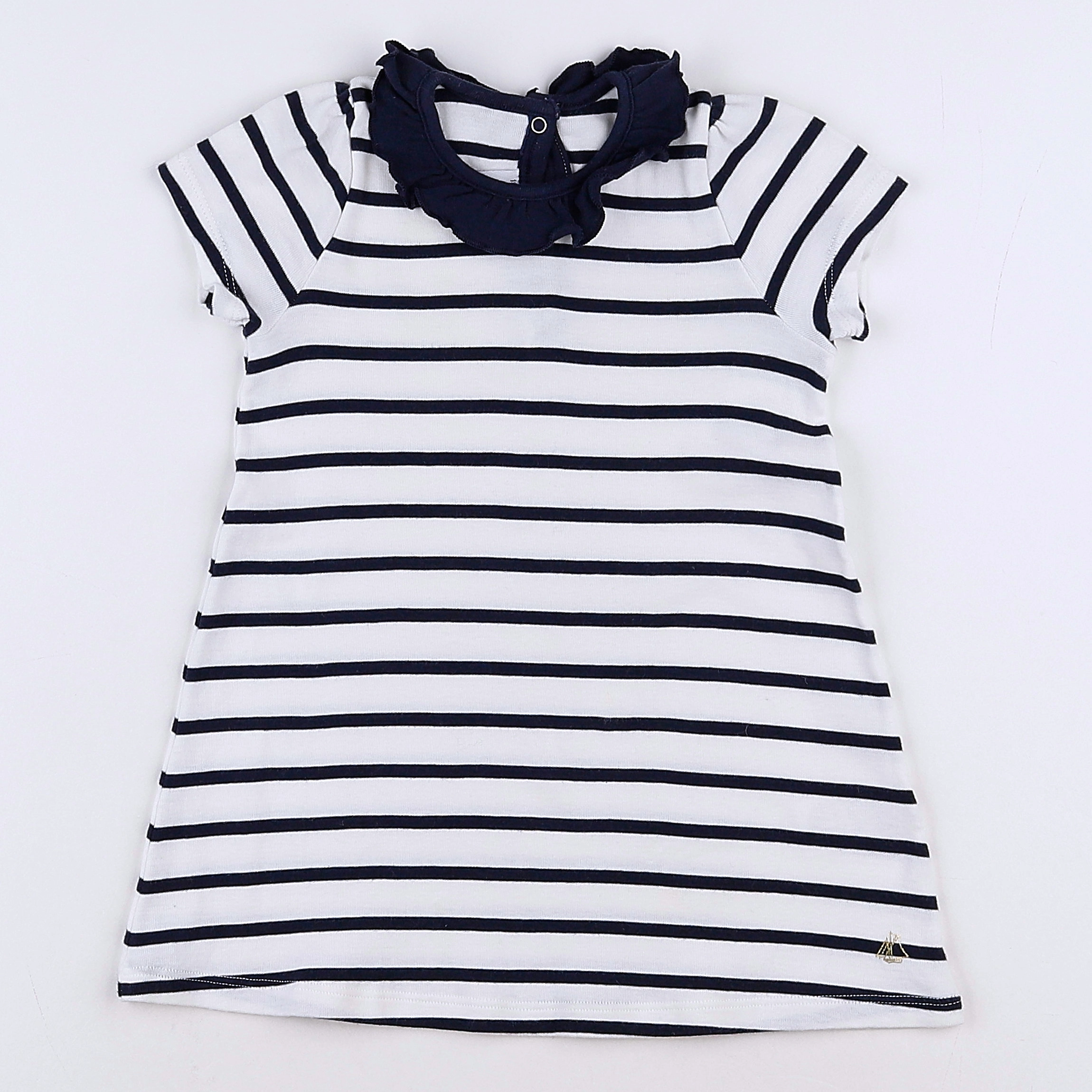 Petit Bateau - robe blanc, bleu - 18 mois