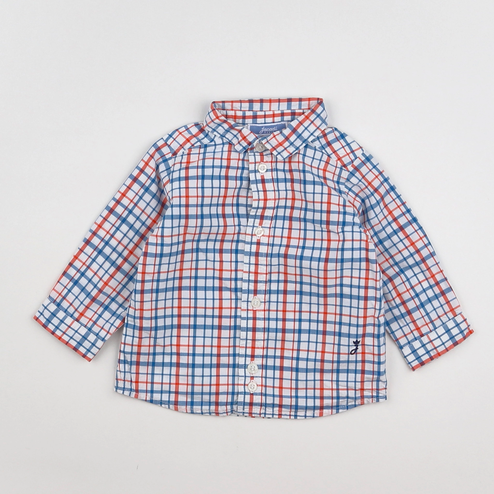 Jacadi - chemise blanc, bleu - 6 mois