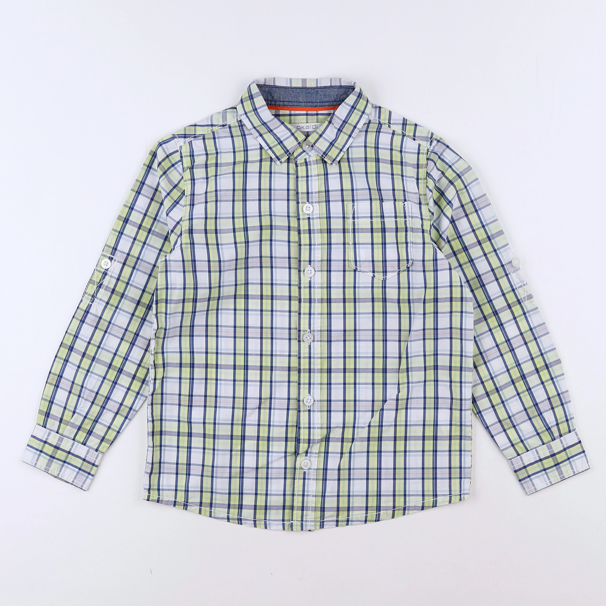 Okaidi - chemise blanc, vert - 6 ans