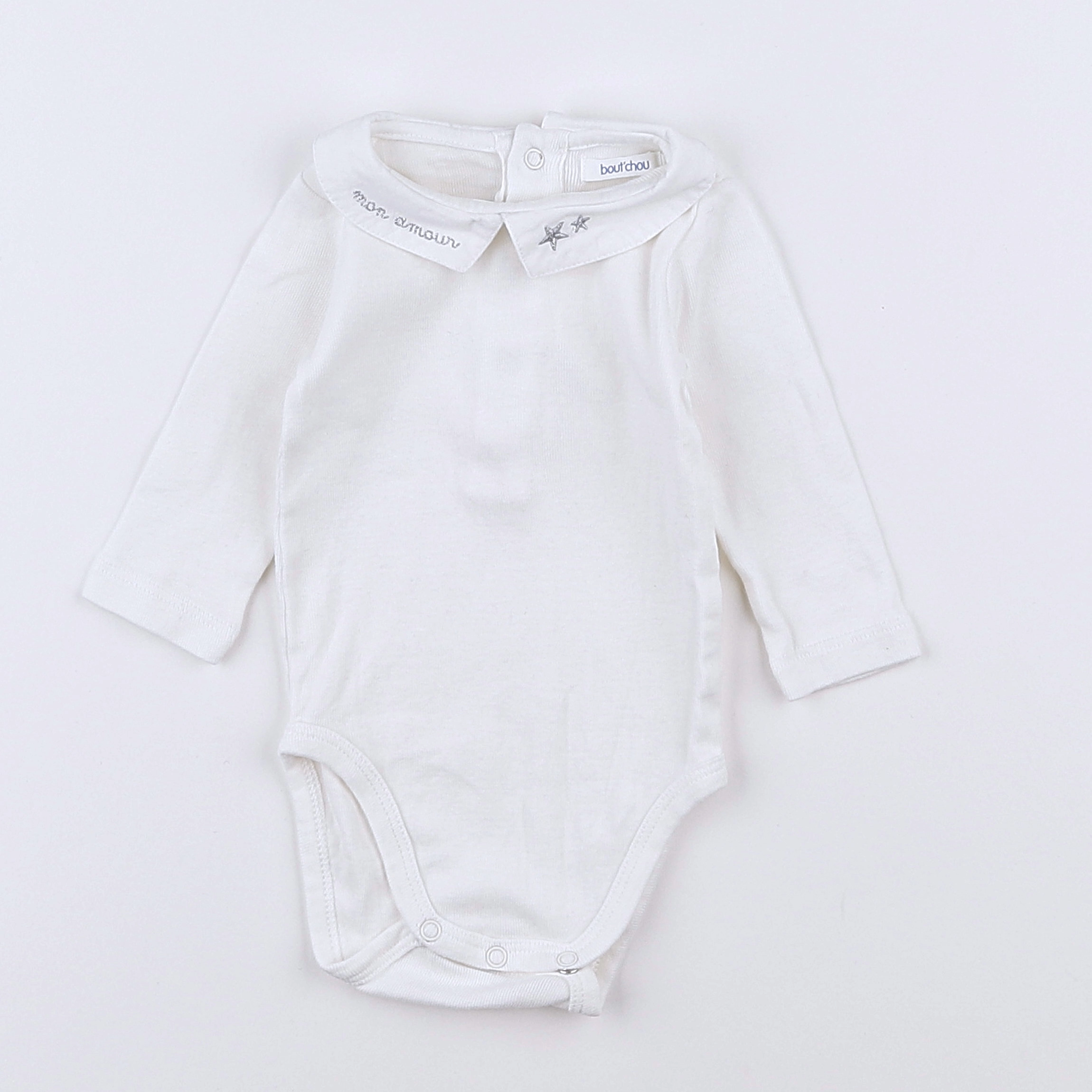 Boutchou - body vetement blanc, bleu - 3 mois