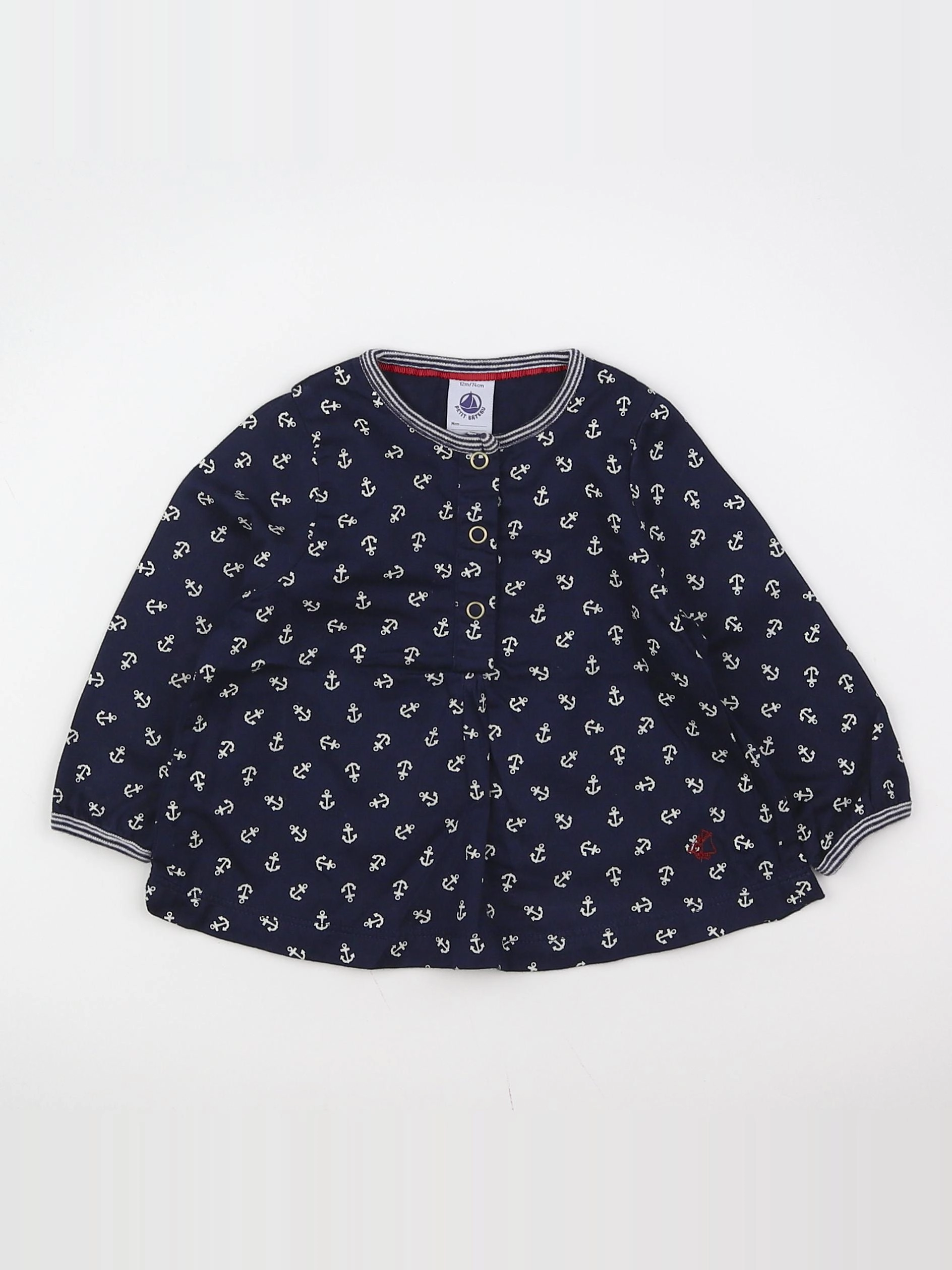 Petit Bateau - tee-shirt bleu - 12 mois