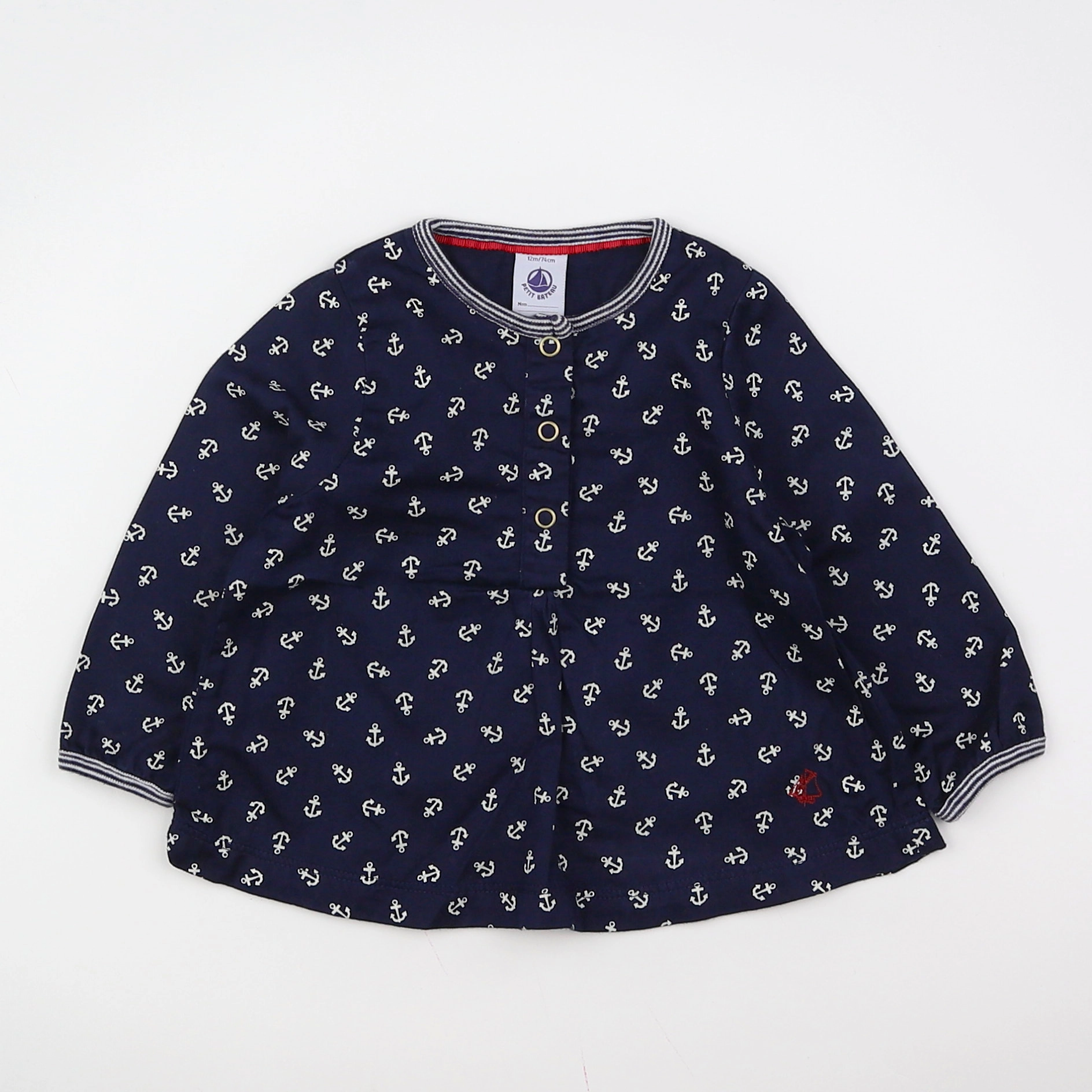 Petit Bateau - tee-shirt bleu - 12 mois