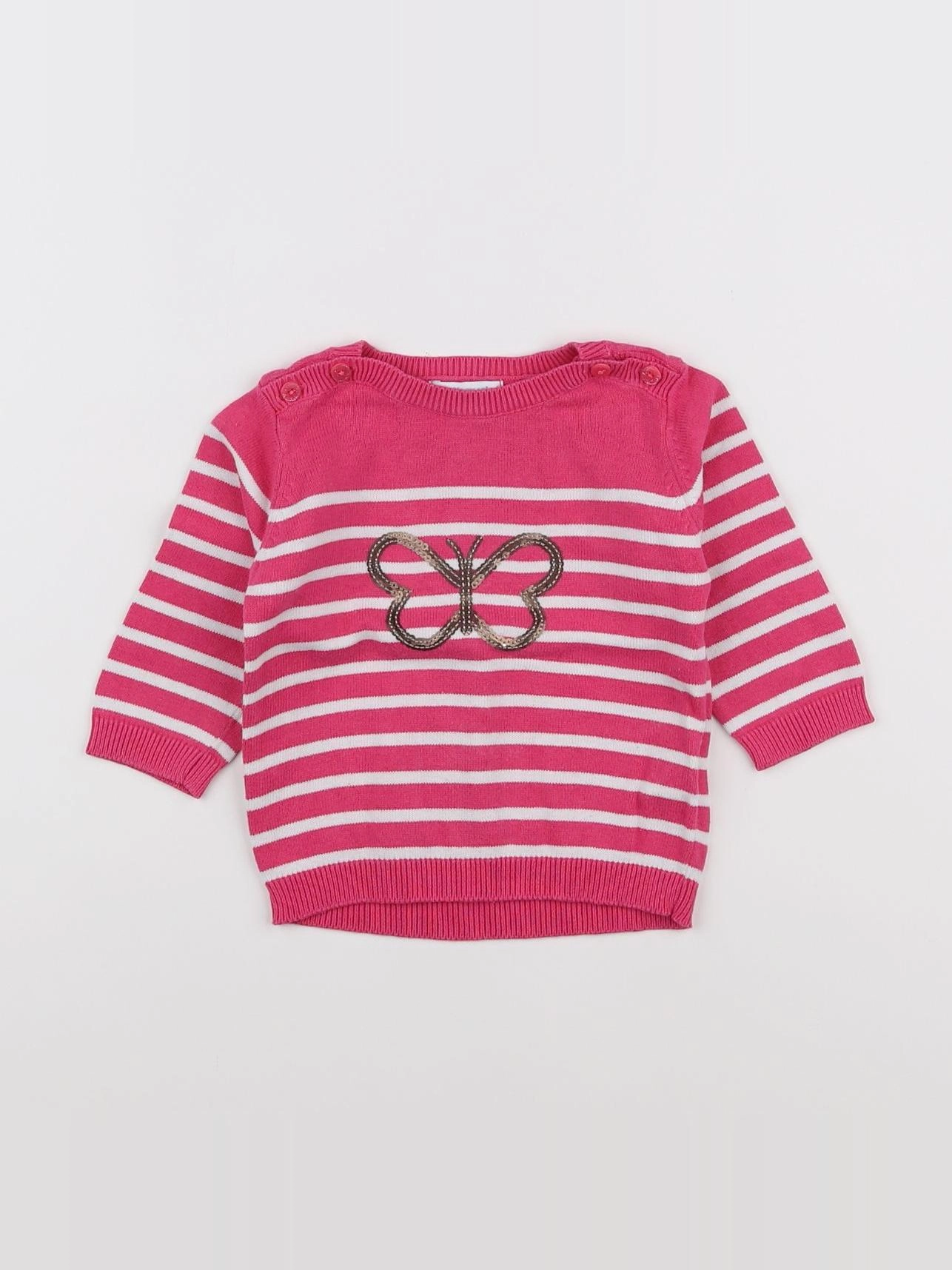 Vertbaudet - pull rose - 9 mois
