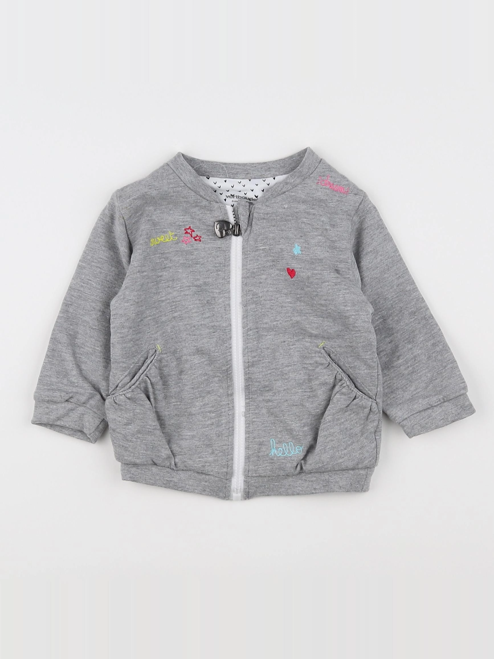 Vertbaudet - sweat gris - 6 mois