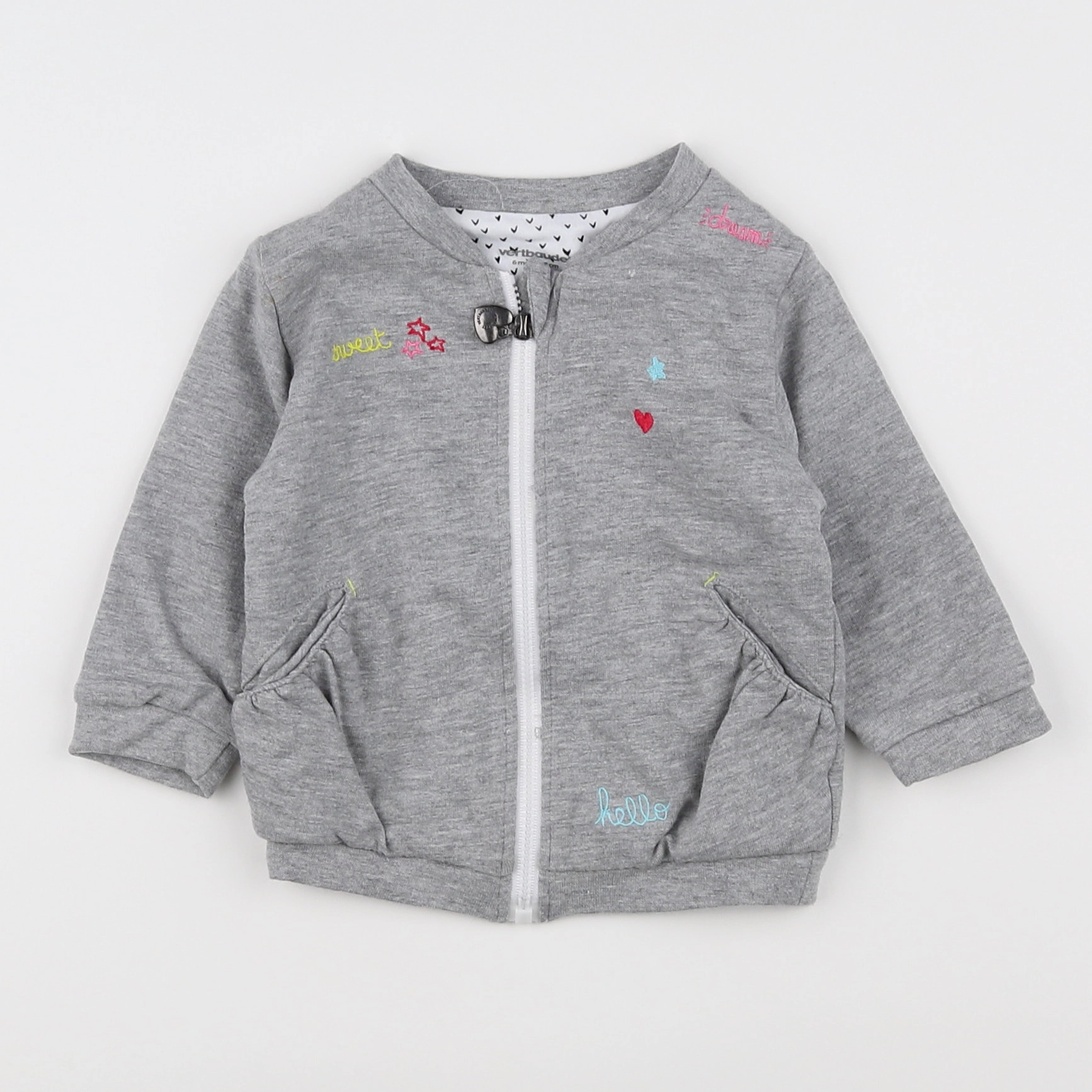 Vertbaudet - sweat gris - 6 mois