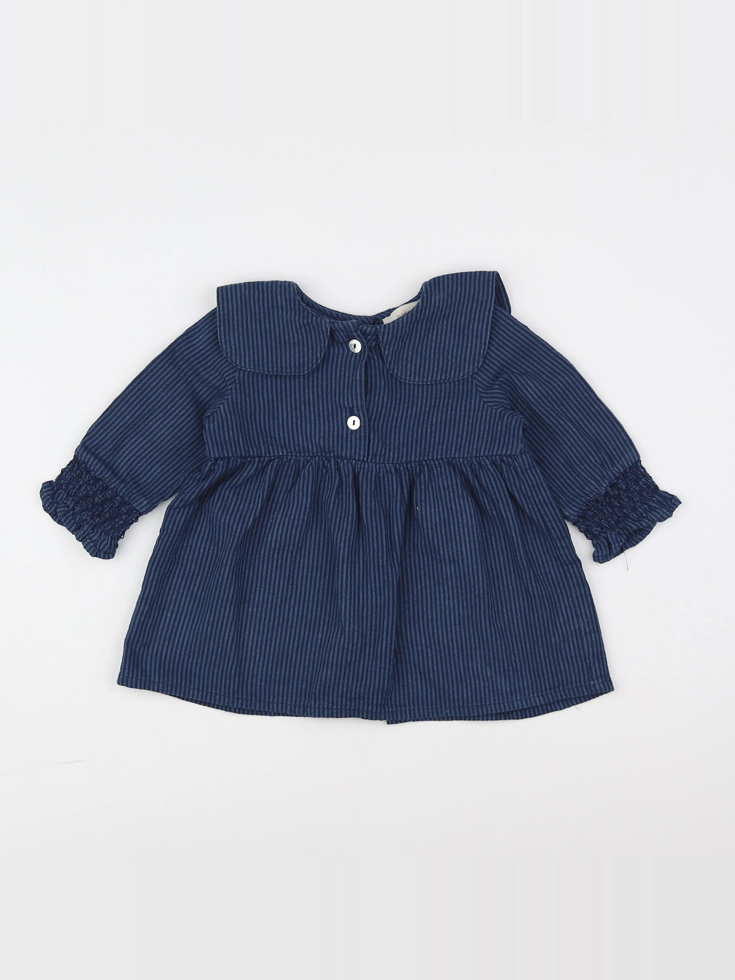 Bonnet à Pompon - robe bleu - 9 mois