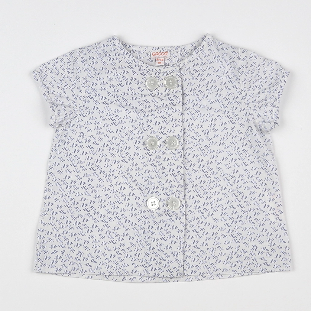 Gocco - blouse blanc, bleu - 9/12 mois