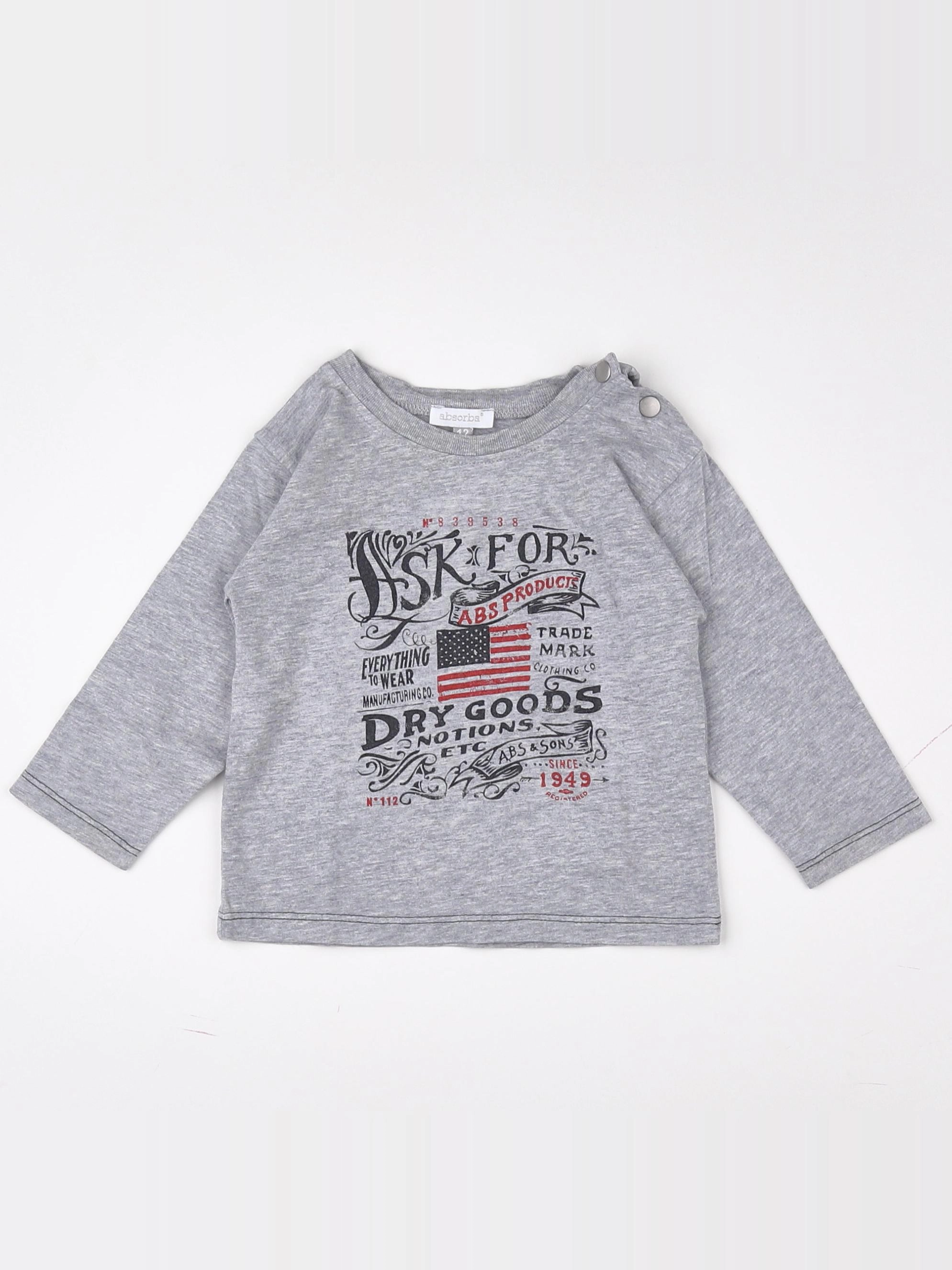 Absorba - tee-shirt gris - 12 mois