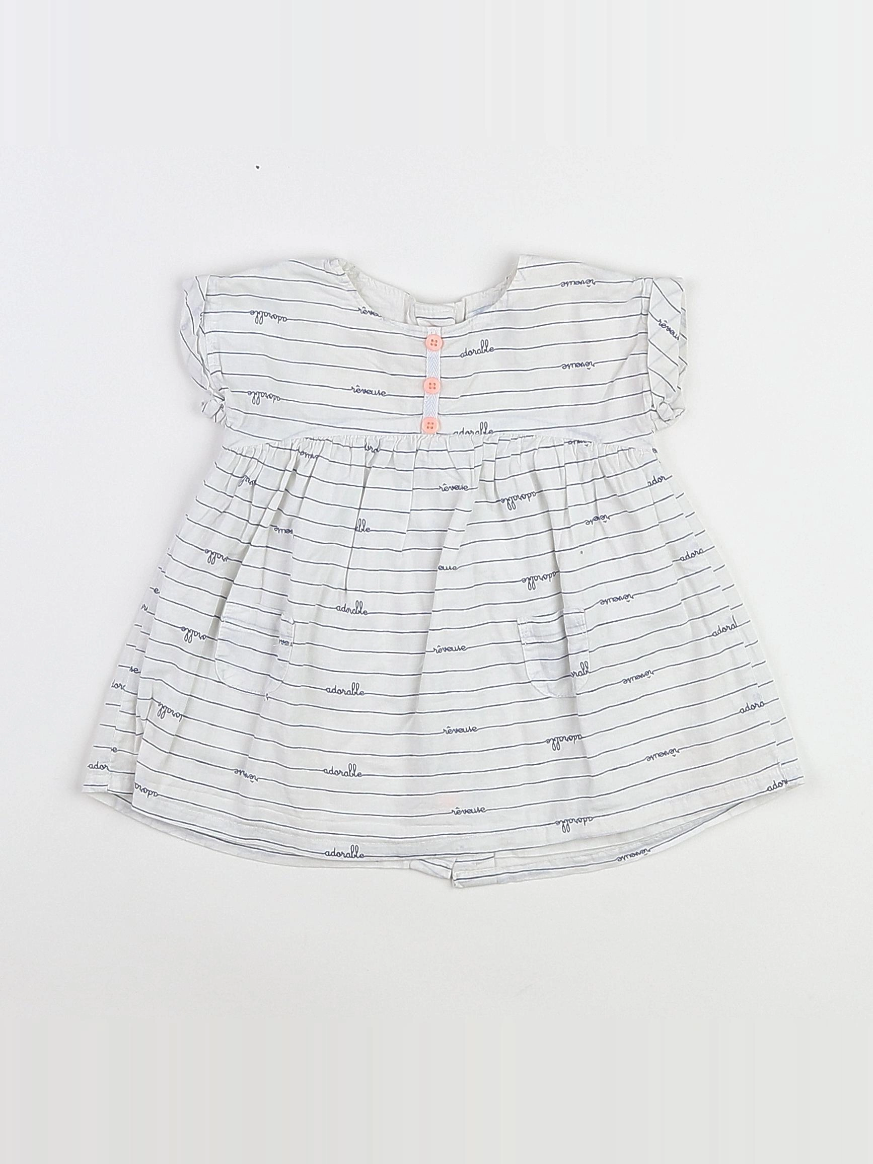 Vertbaudet - robe bleu, rose - 3 mois