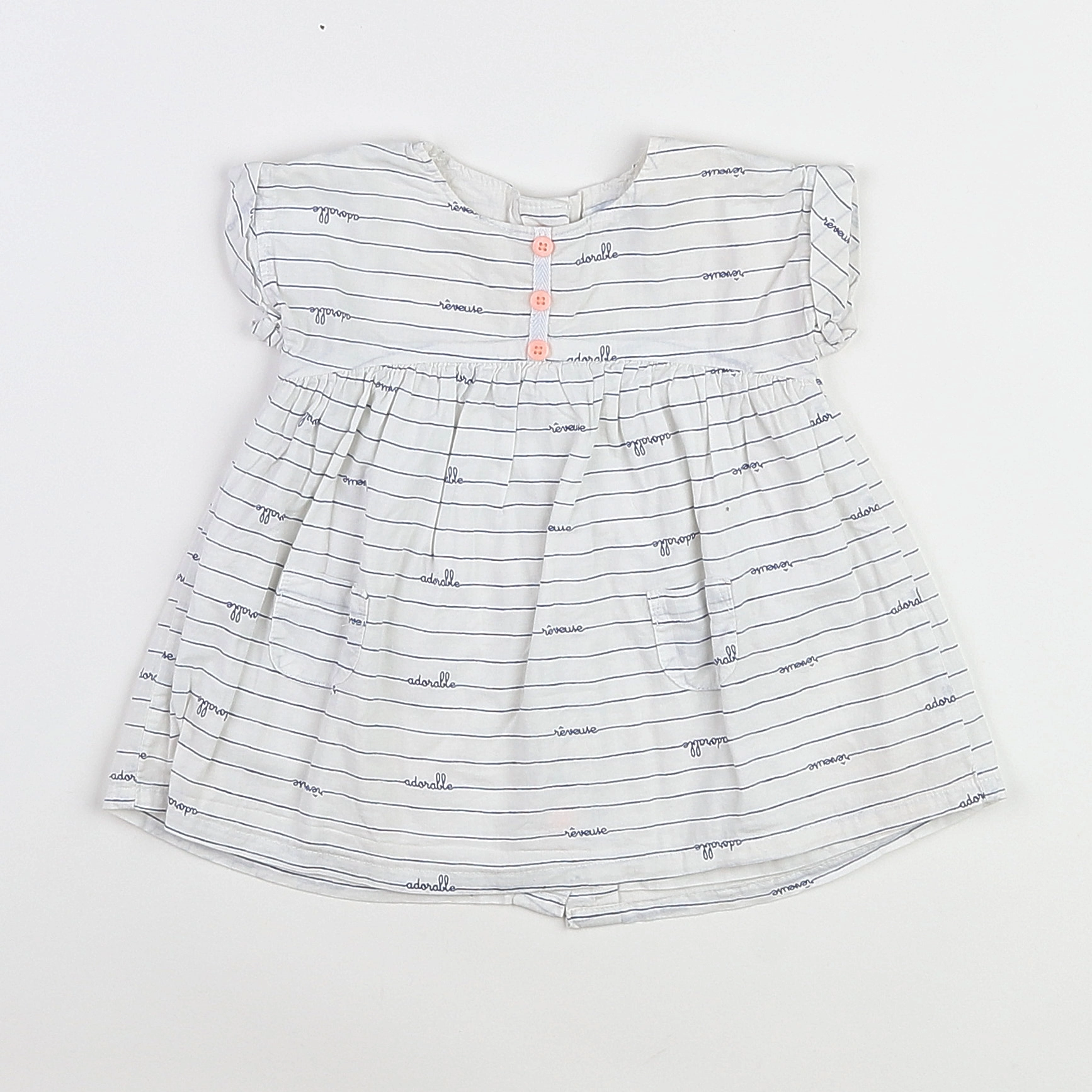 Vertbaudet - robe bleu, rose - 3 mois