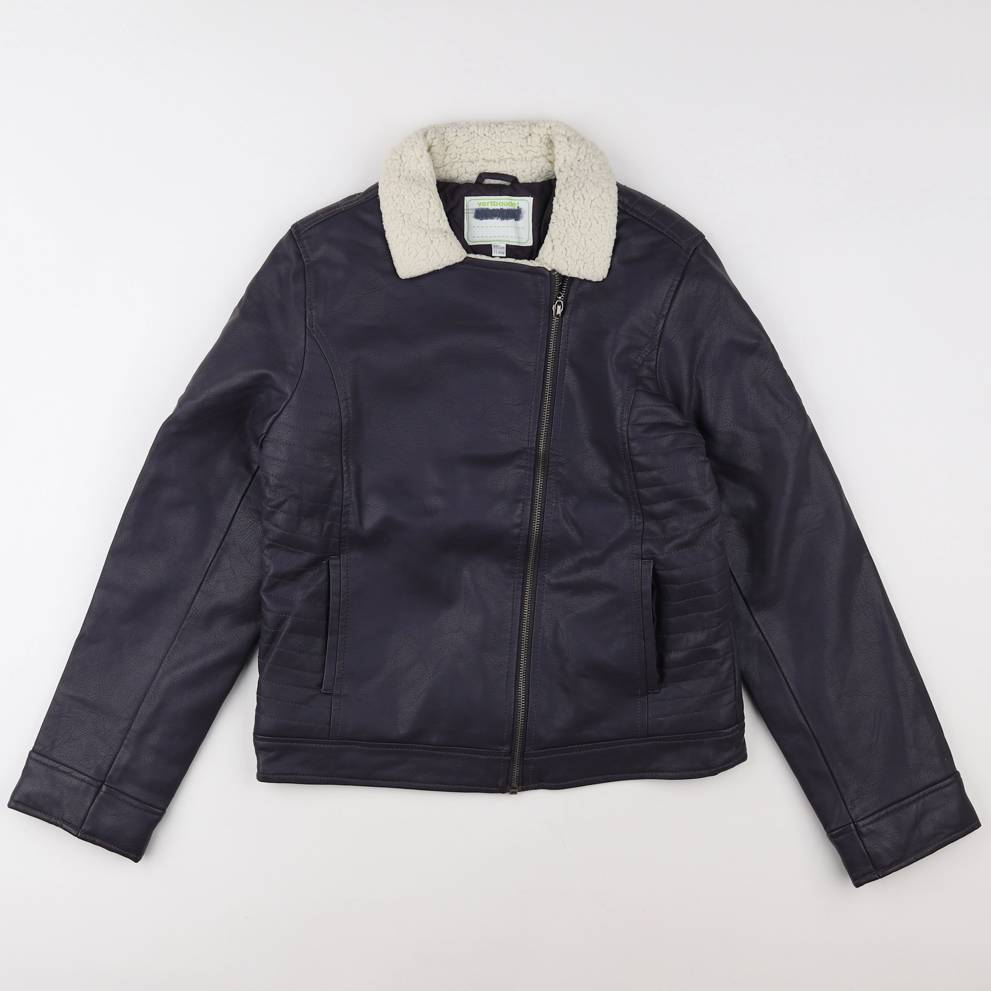 Vertbaudet - veste simili cuir gris - 12 ans