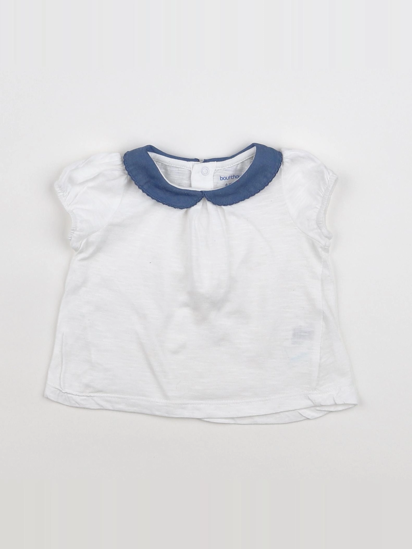 Boutchou - tee-shirt blanc, bleu - 6 mois
