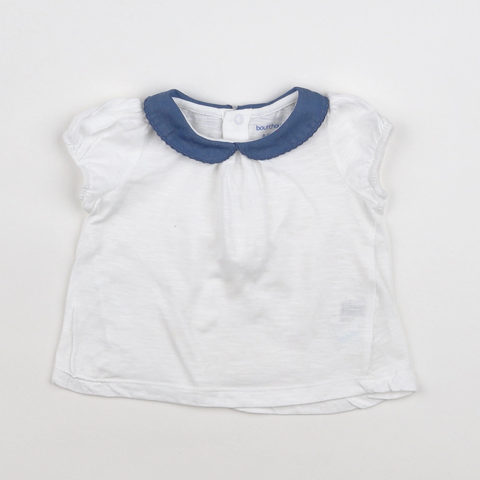 Boutchou - tee-shirt blanc, bleu - 6 mois