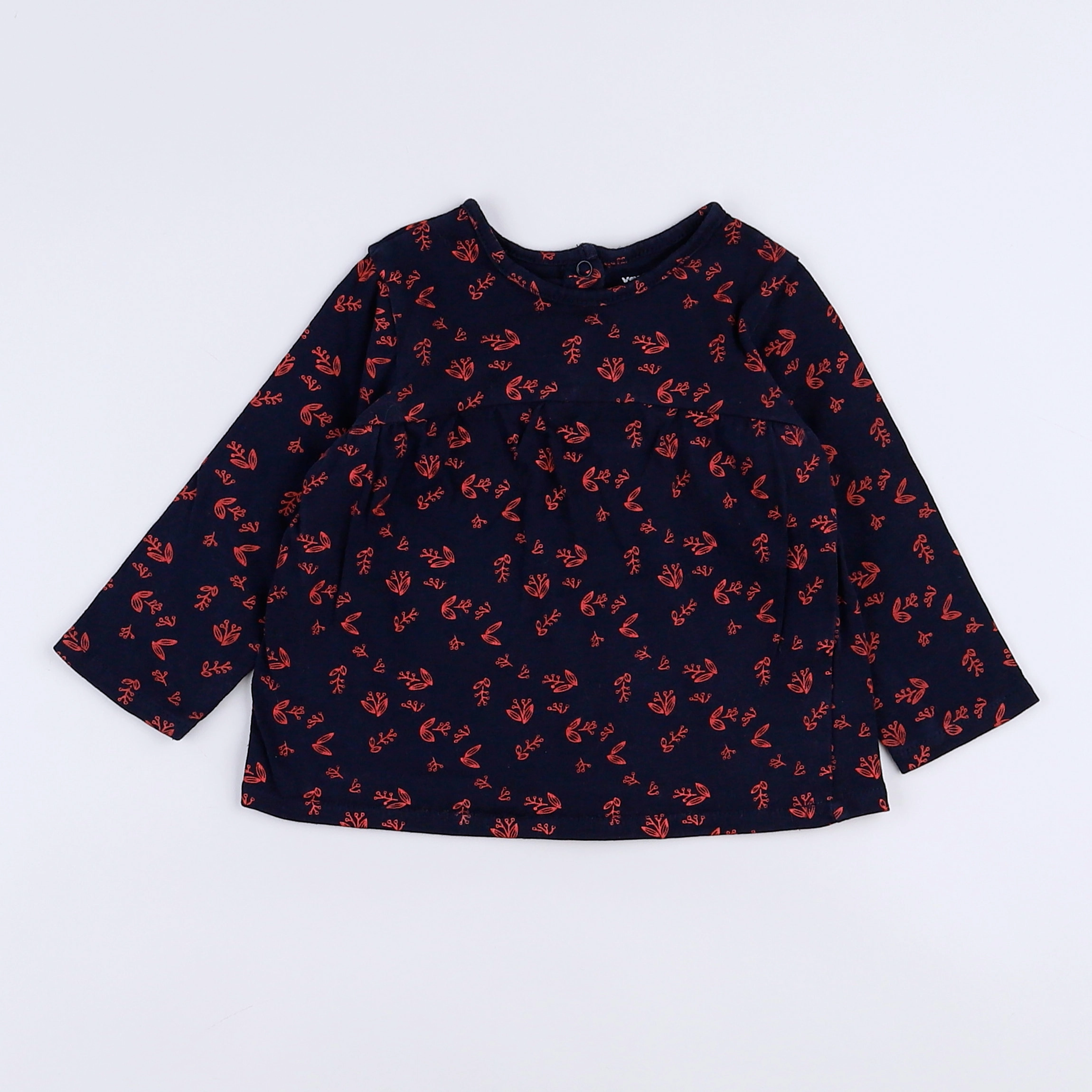 Vertbaudet - tee-shirt noir, rose - 9 mois