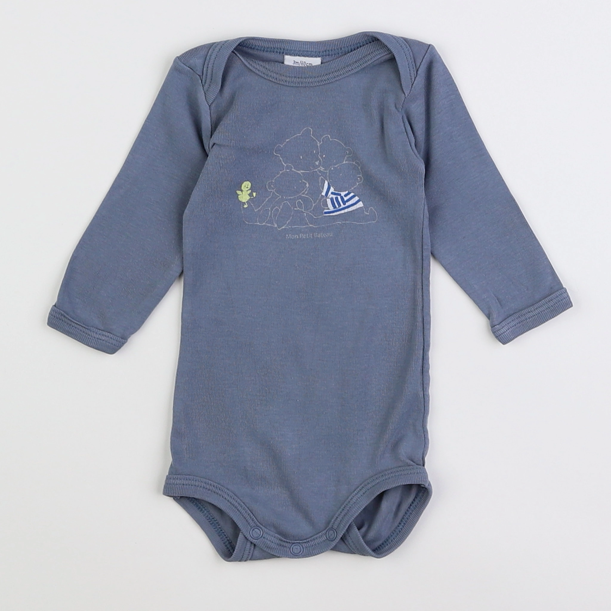 Petit Bateau - body bleu - 3 mois