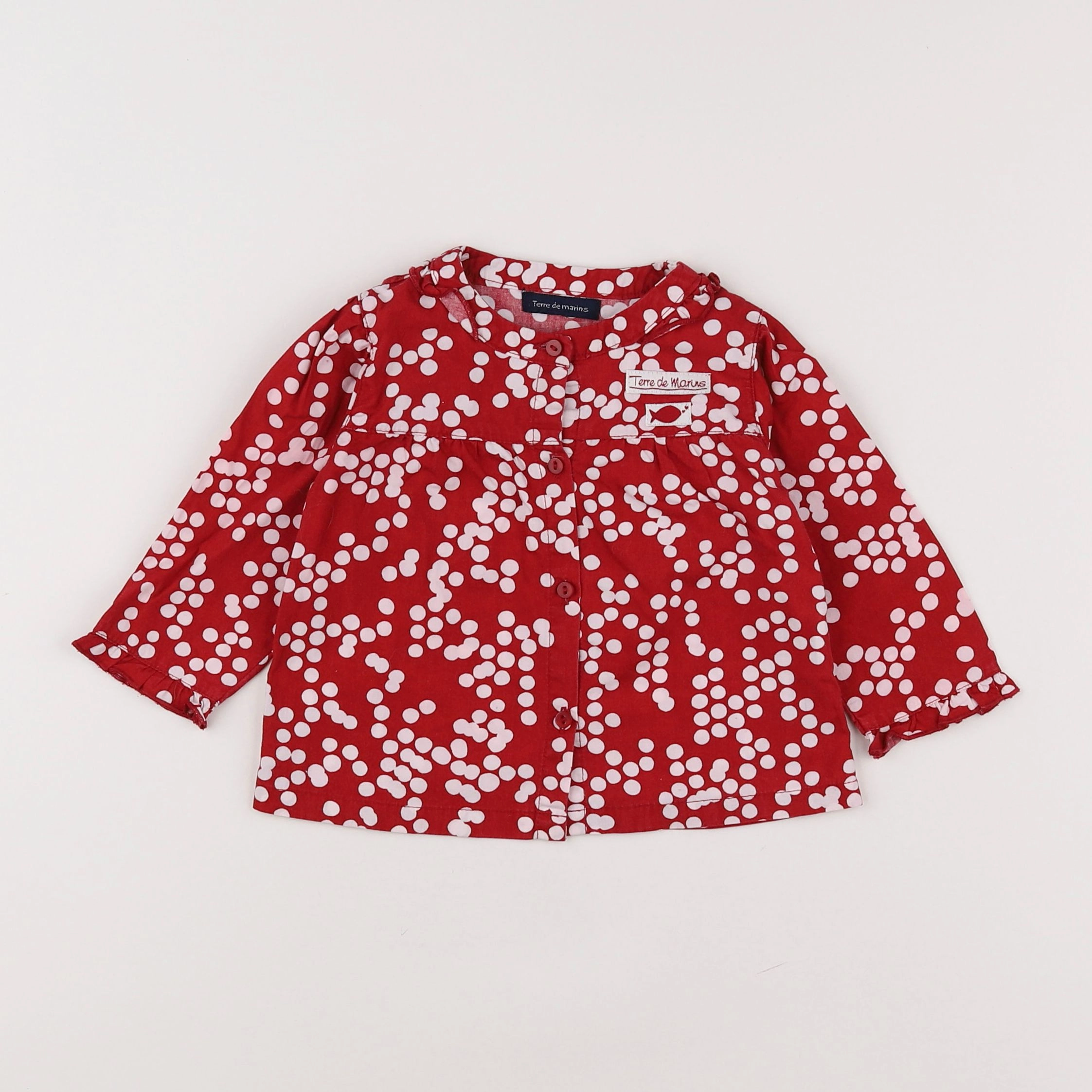 Terre de marins - blouse rouge, blanc - 6 mois