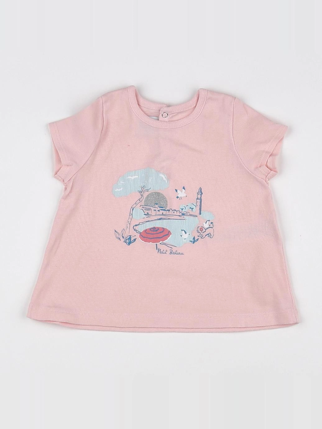 Petit Bateau - tee-shirt rose, bleu - 12 mois