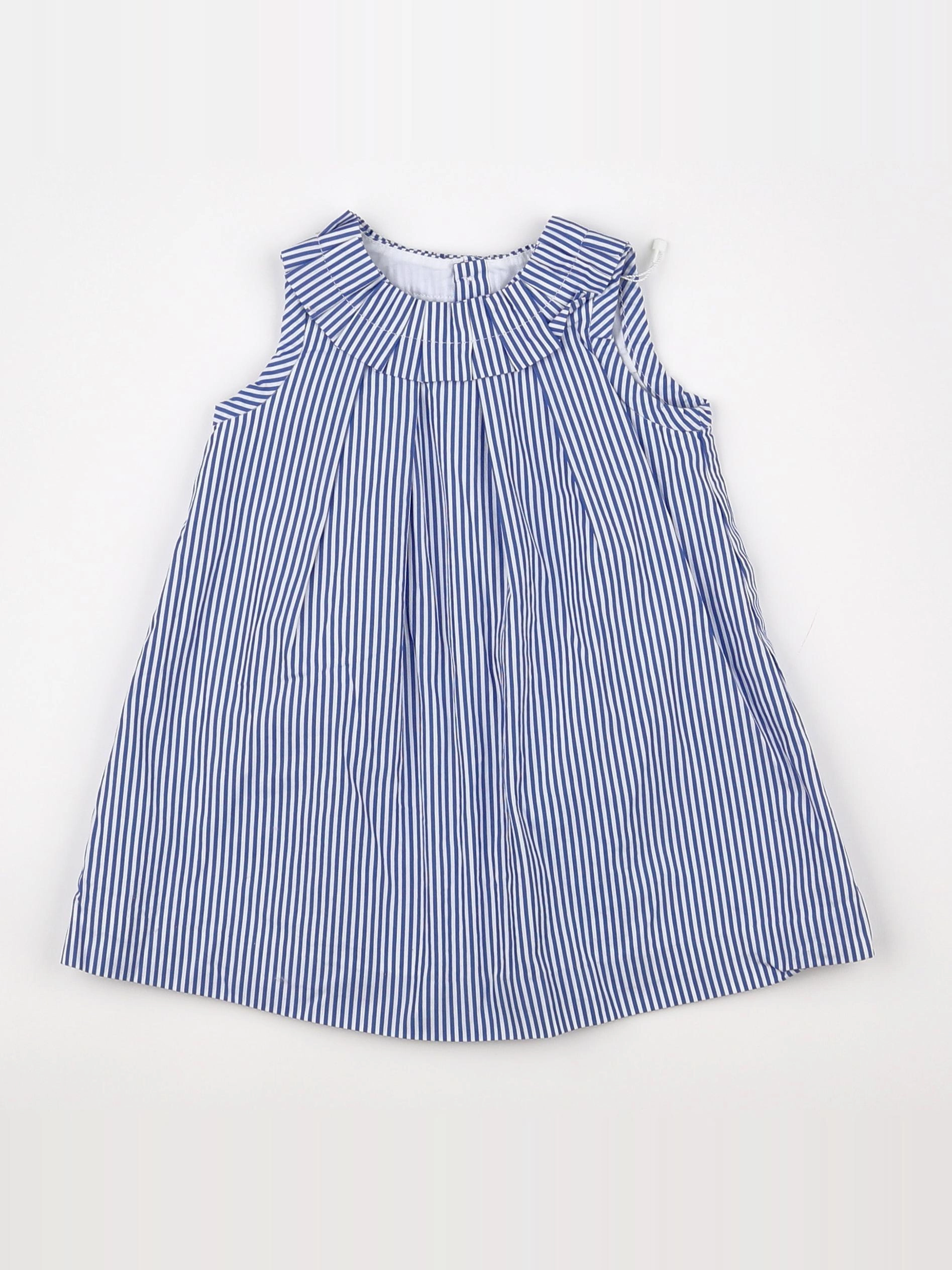 Jacadi - robe blanc, bleu - 12 mois