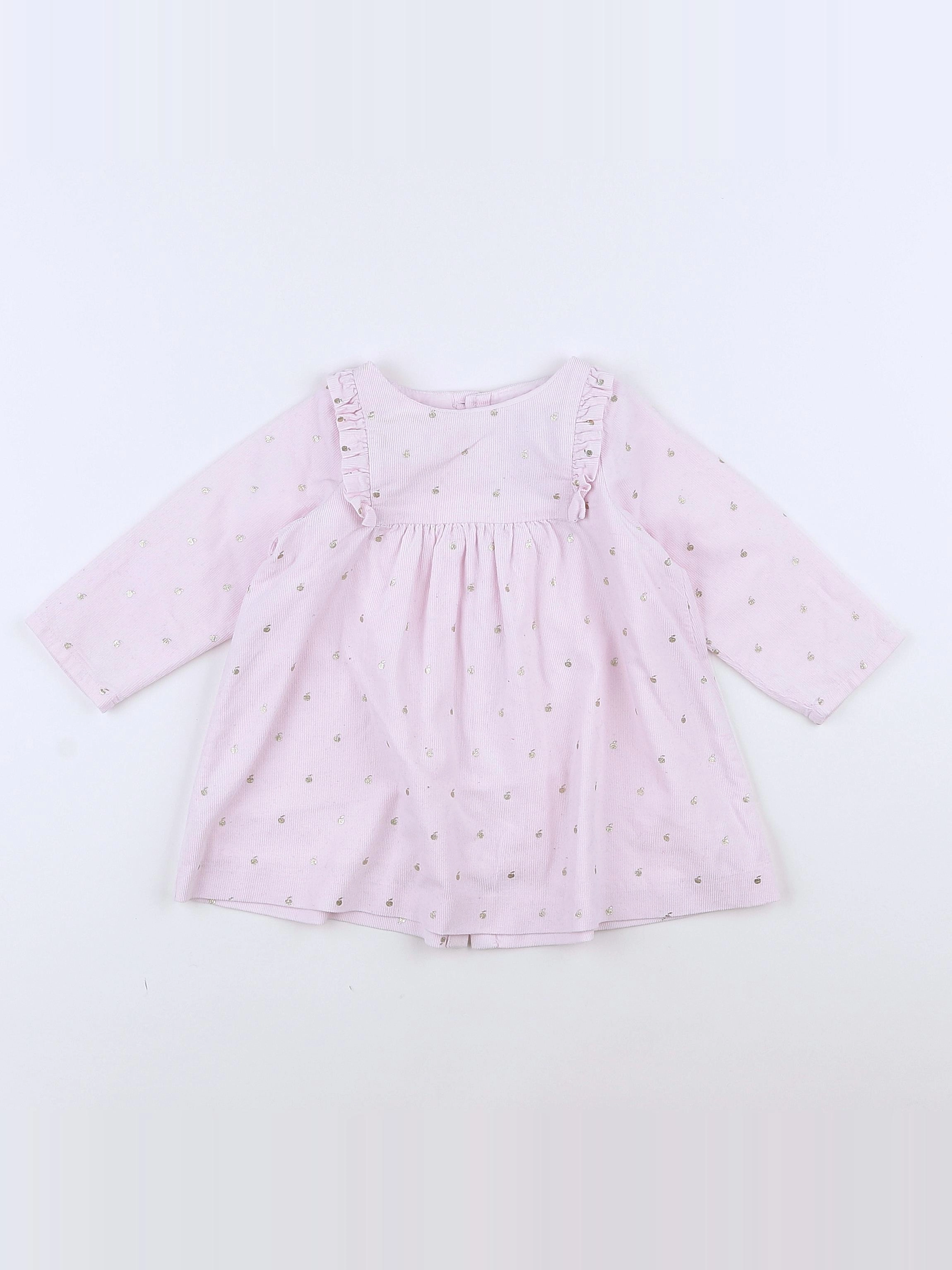 Jacadi - robe rose, or - 12 mois