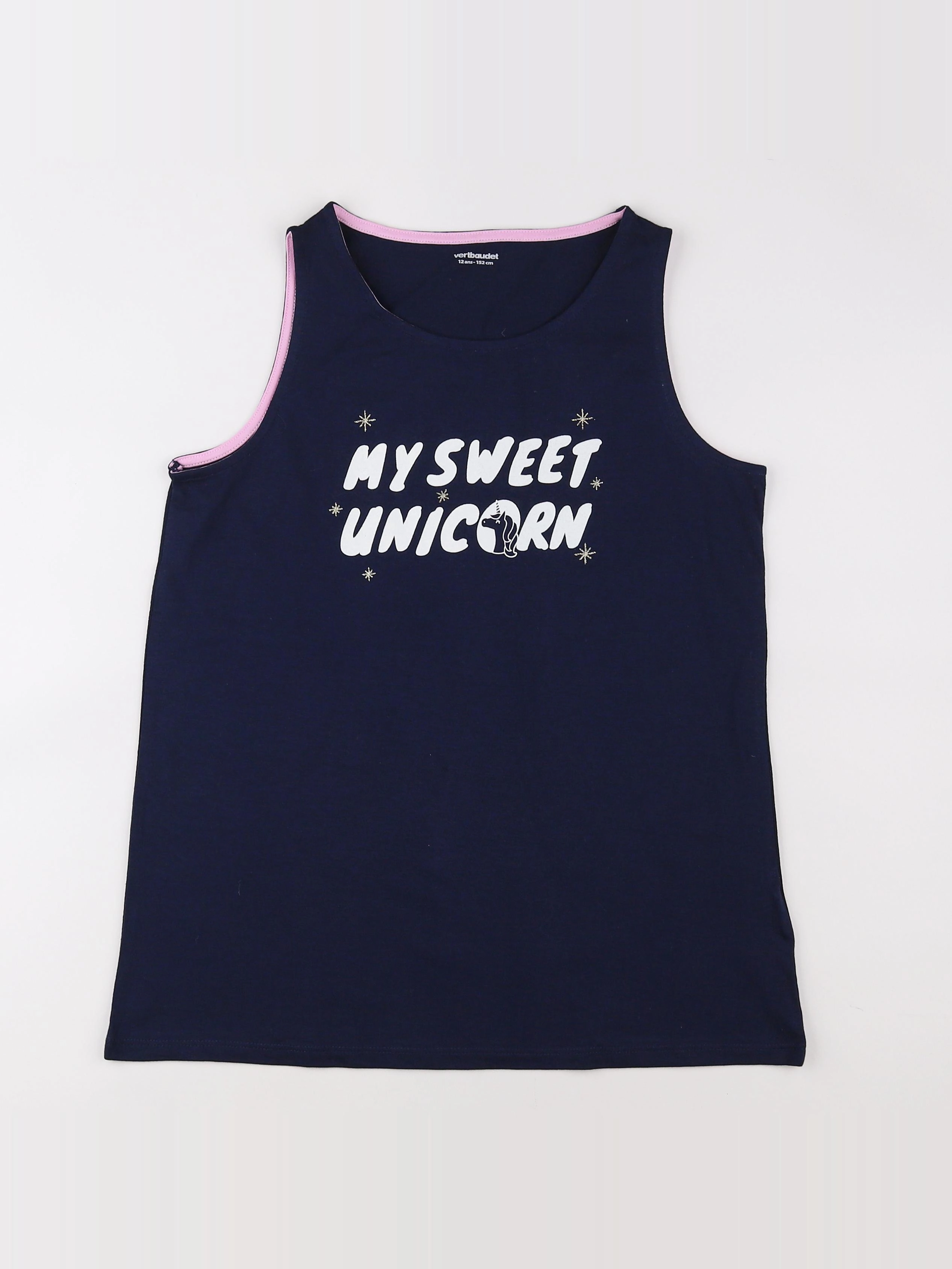 Vertbaudet - tee-shirt rose, bleu - 12 ans