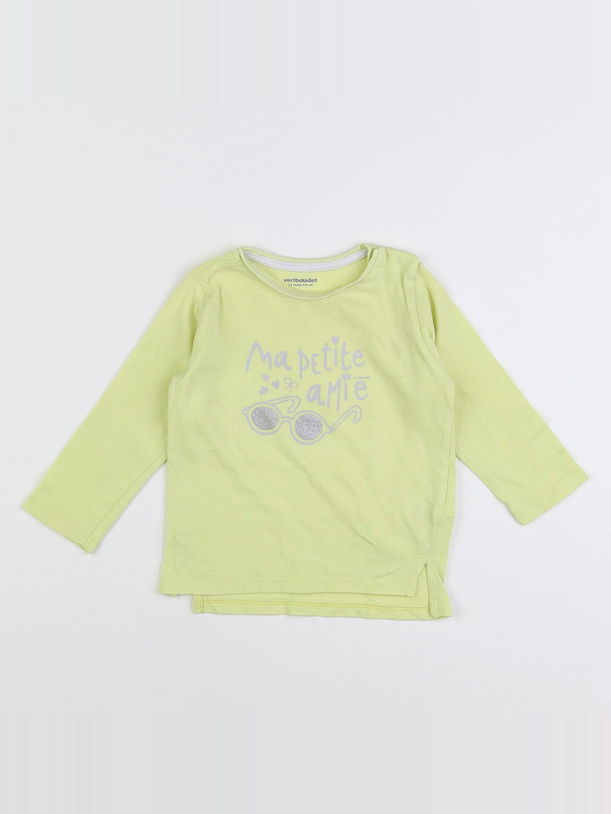 Vertbaudet - tee-shirt vert, argent - 12 mois