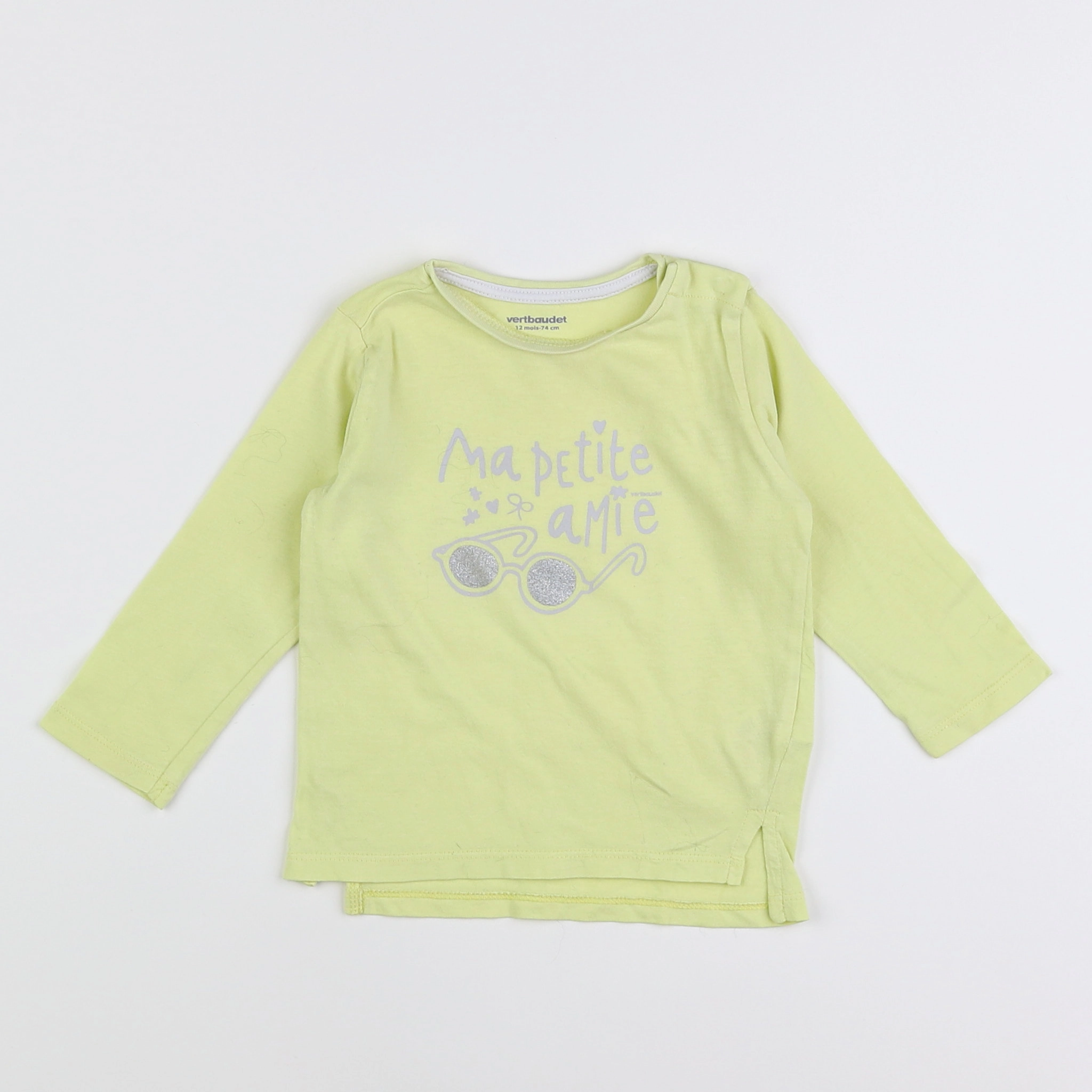 Vertbaudet - tee-shirt vert, argent - 12 mois
