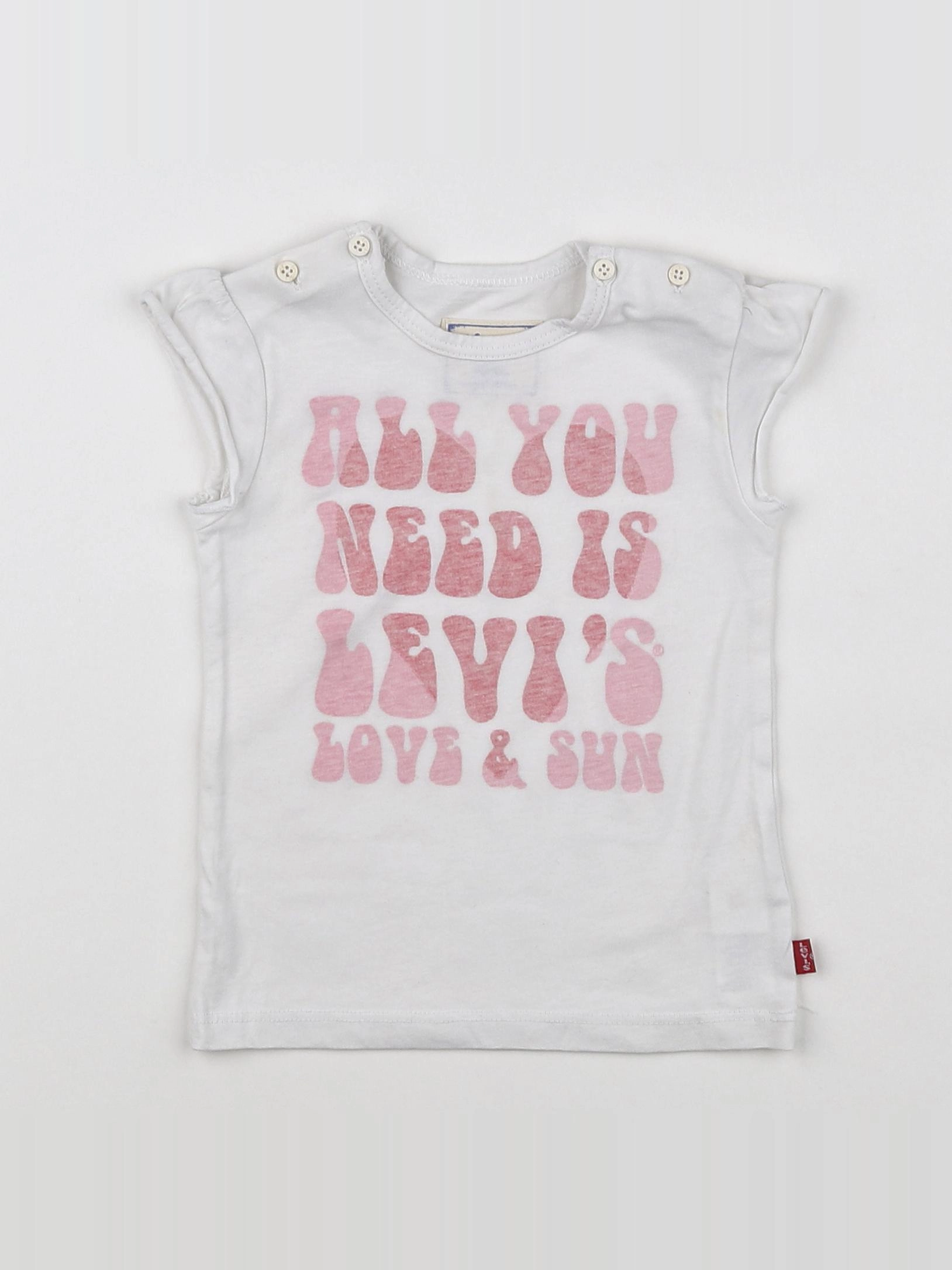 Levi's - tee-shirt blanc, rose - 2 ans