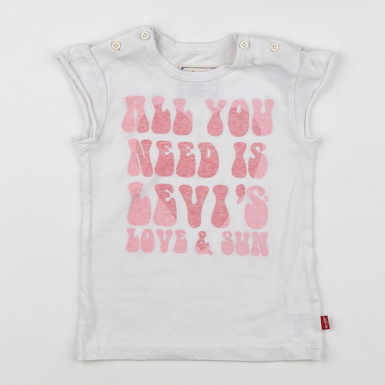 Levi's - tee-shirt blanc, rose - 2 ans