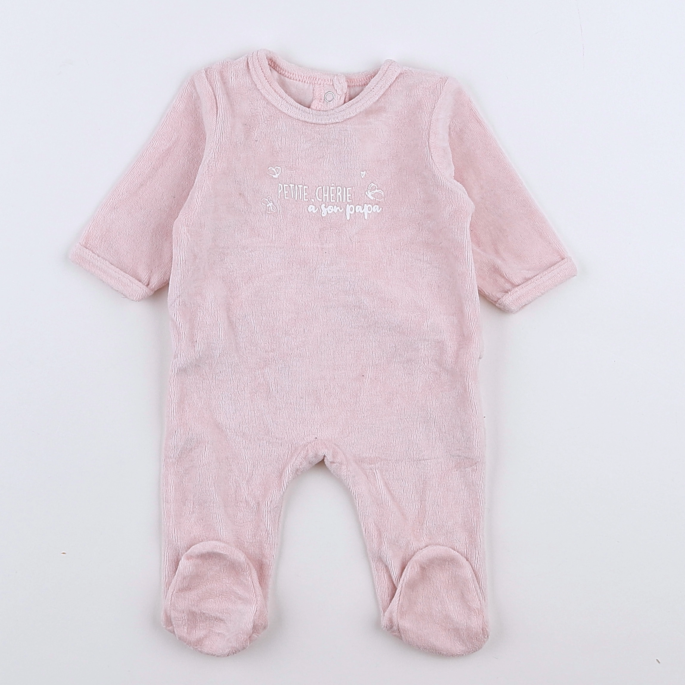 Vertbaudet - pyjama velours rose - 1 mois