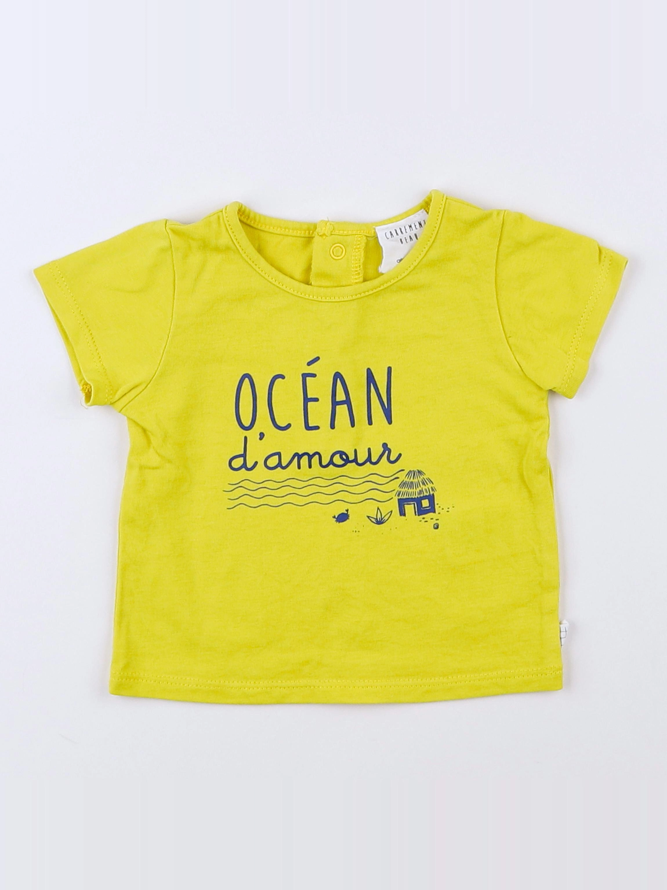Carrément Beau - tee-shirt jaune, bleu - 3 mois