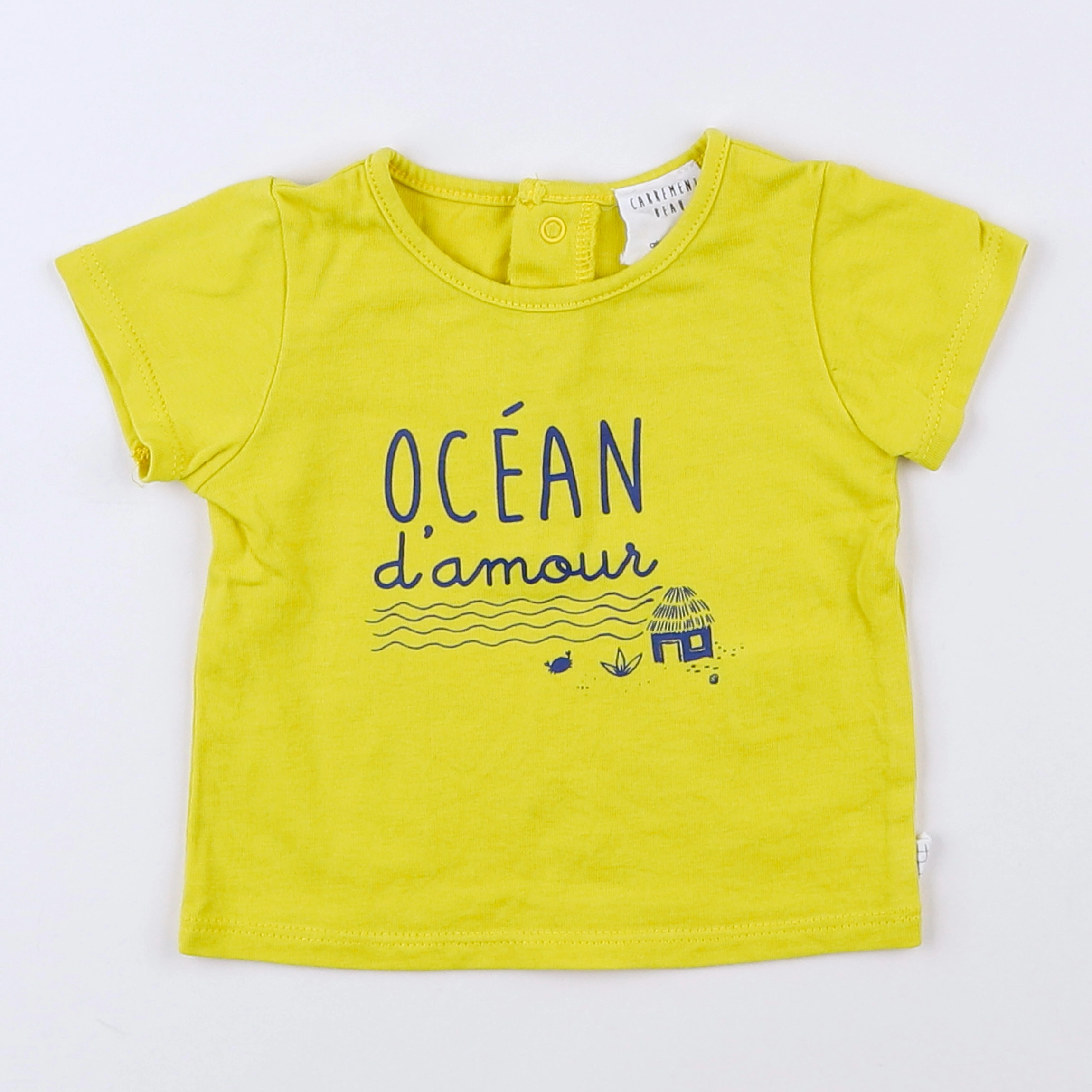 Carrément Beau - tee-shirt jaune, bleu - 3 mois